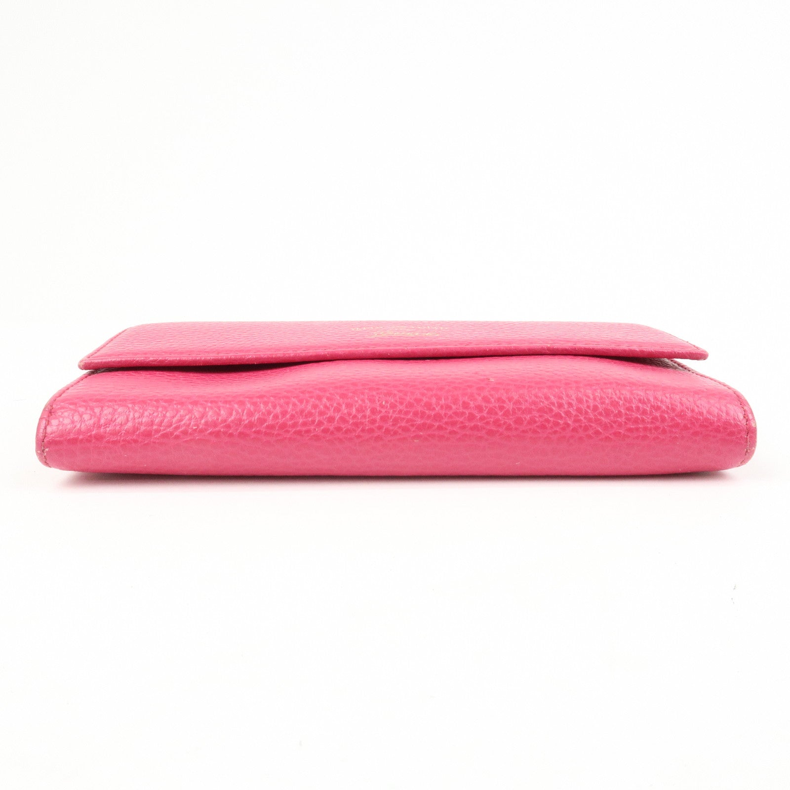 GUCCI Swing Logo Leather Flap Long Wallet Pink 354496