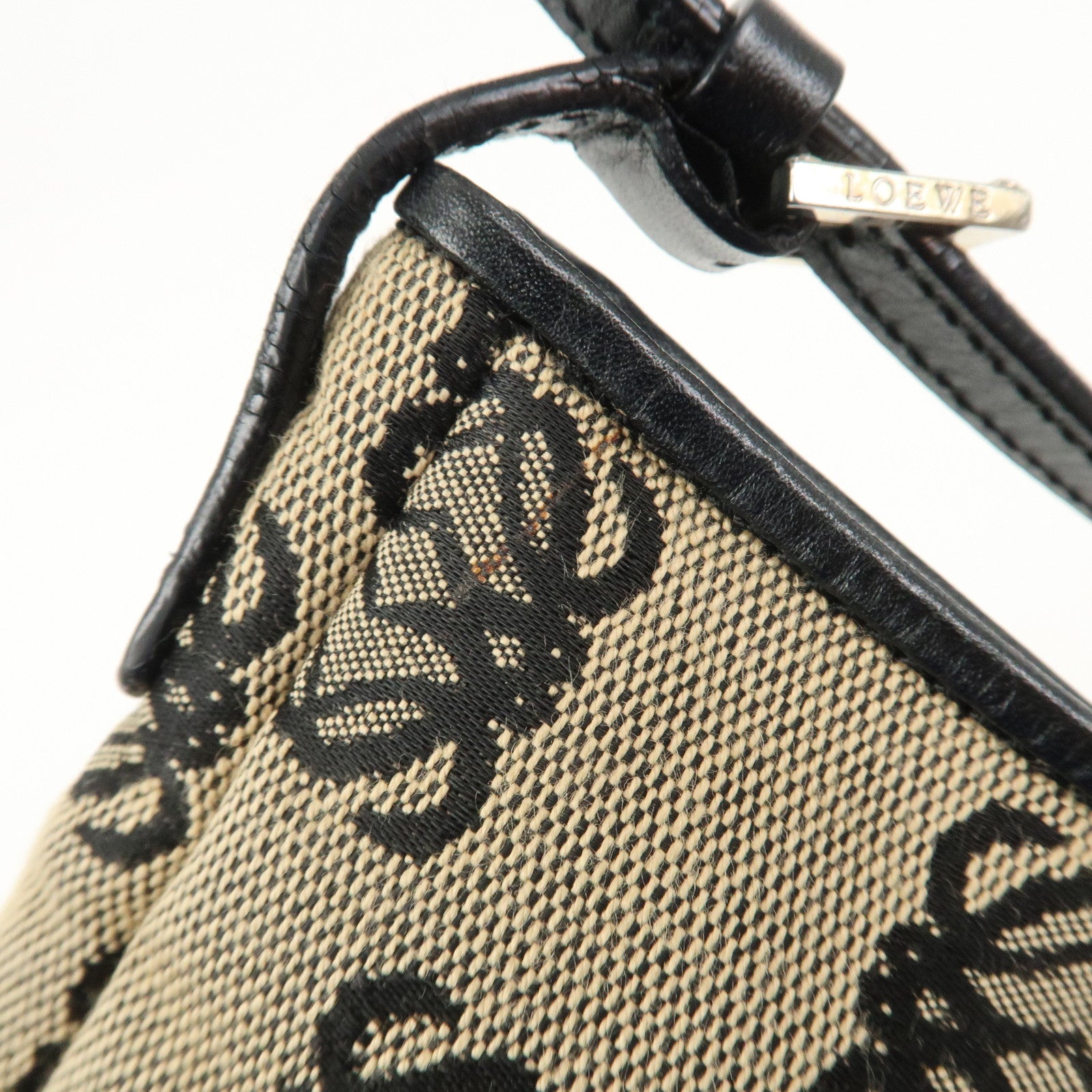 LOEWE Anagram Canvas Leather Accessory Pouch Shoulder Bag Beige