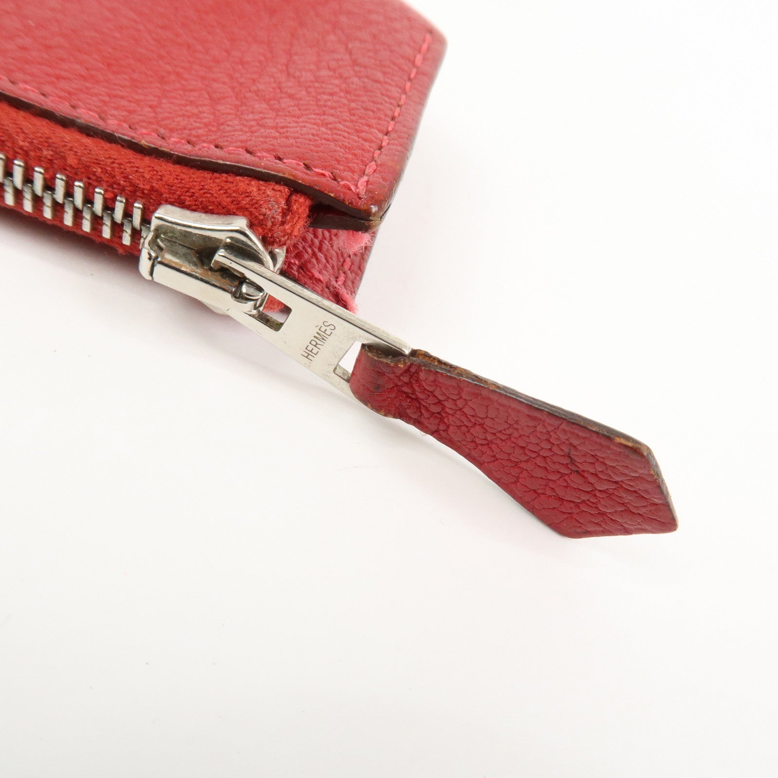 HERMES Piccolo Chevre Leather Pen Case Red