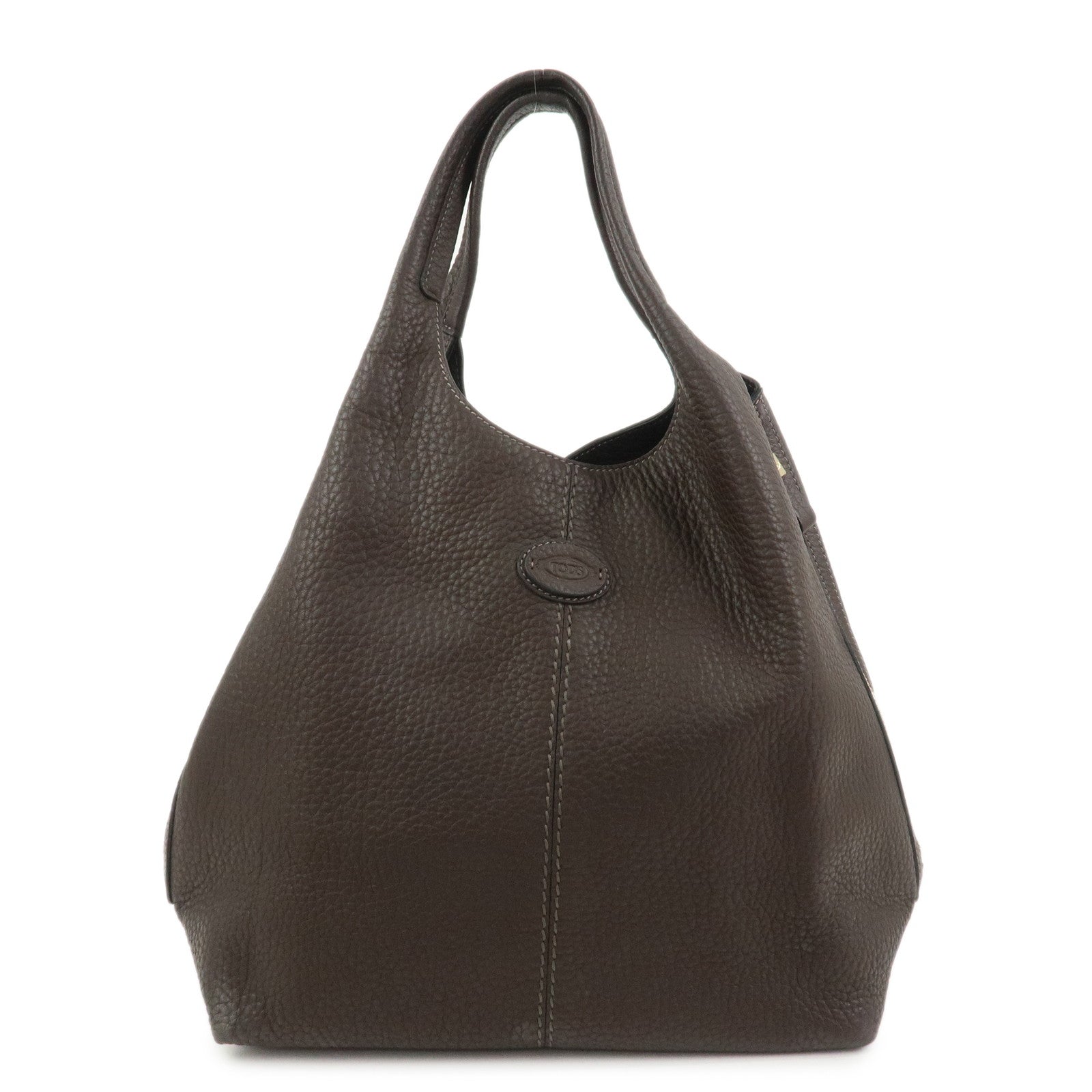 TOD'S Logo Leather Shoulder Bag Hand Bag Brown