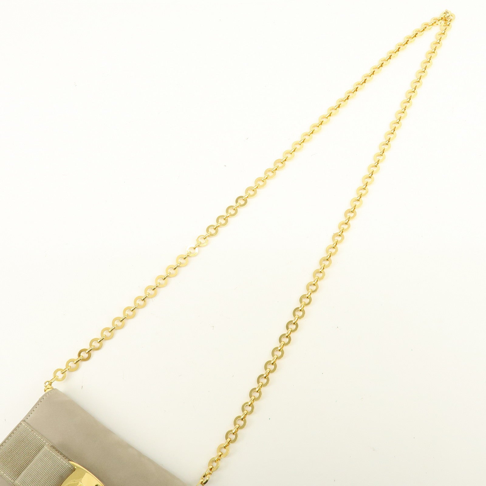 Ferragamo Vara Suede 3Way Chain Shoulder Bag Clutch Waist Bag Beige