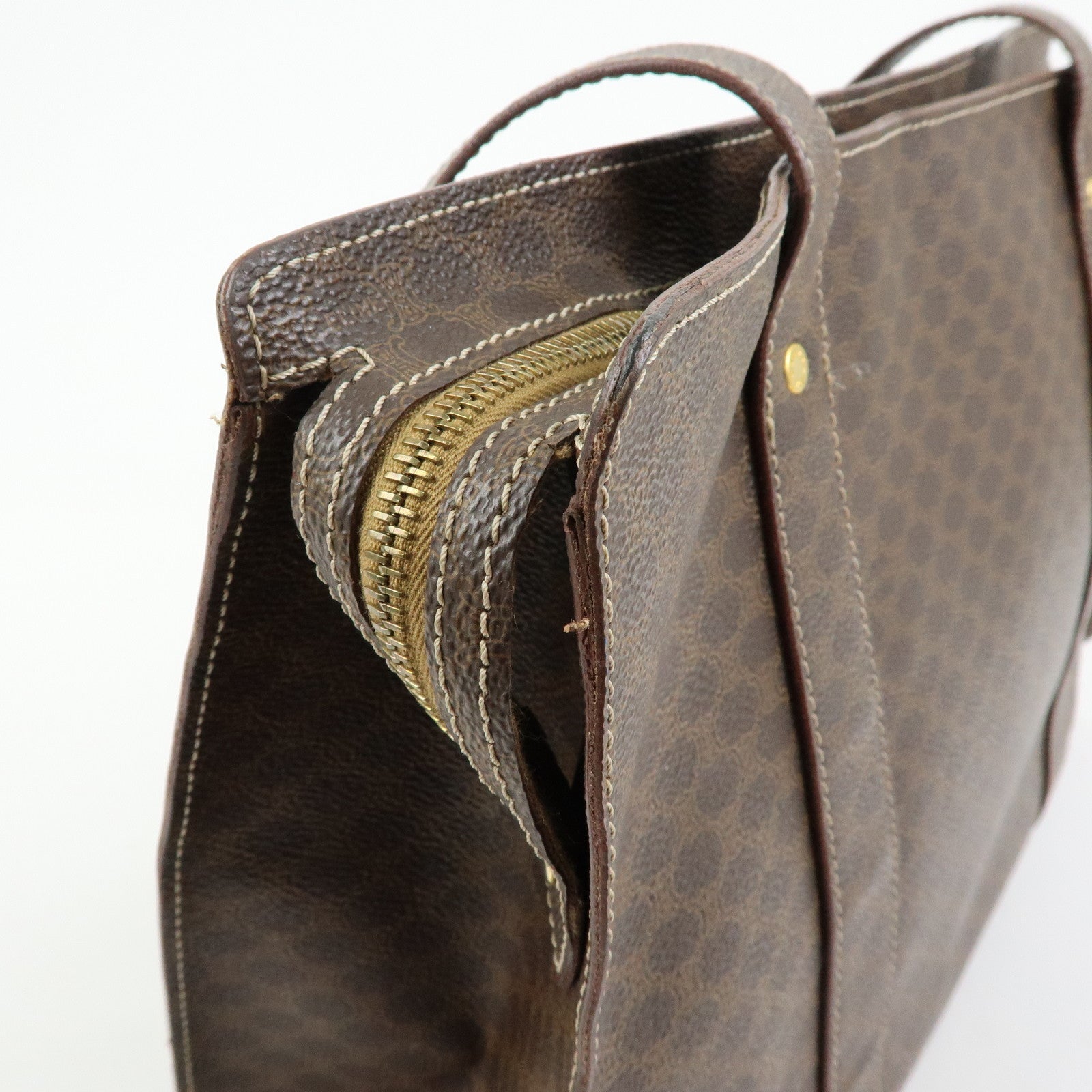 CELINE Macadam PVC Leather Tote Bag Shoulder Bag Brown