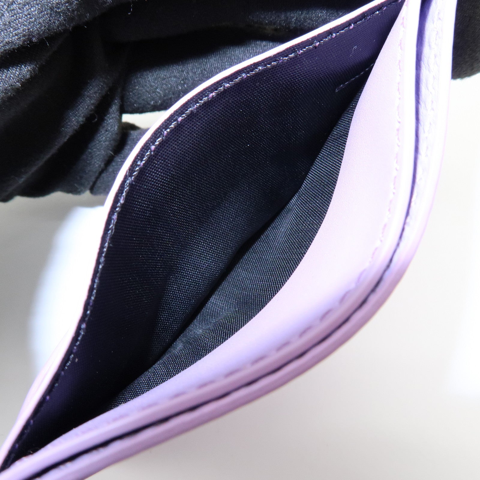 VERSACE Logo Leather Card Case Card Wallet Light Purple Gold