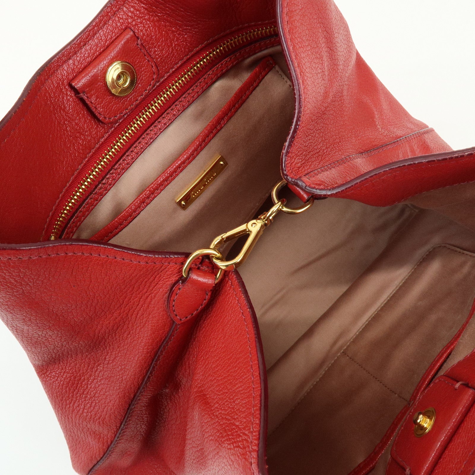 MIU MIU 2Way Bag Hand Bag Shoulder Bag Red RM0886