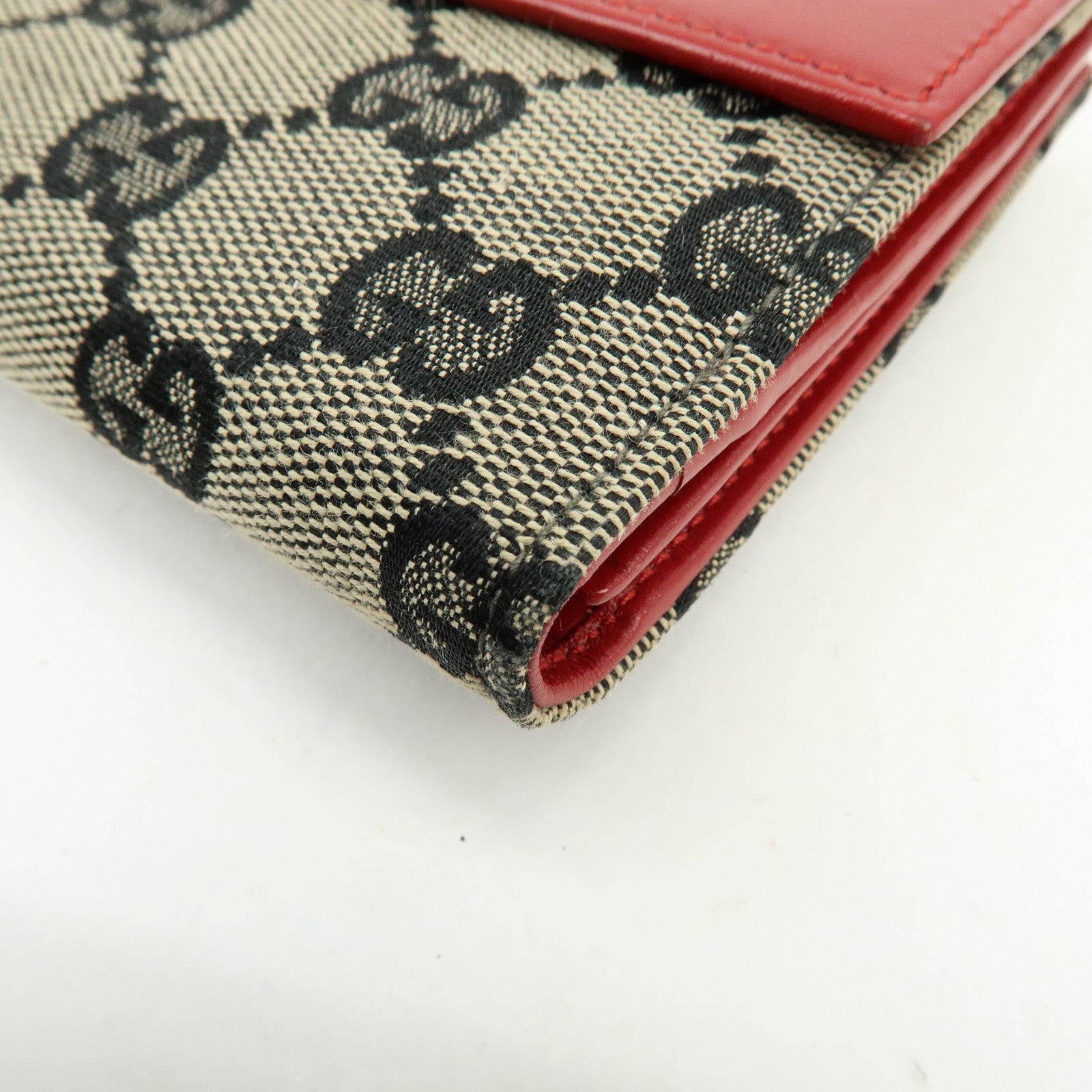 GUCCI Jackie GG Canvas Leather Long Wallet Beige Red 035.0416.2134