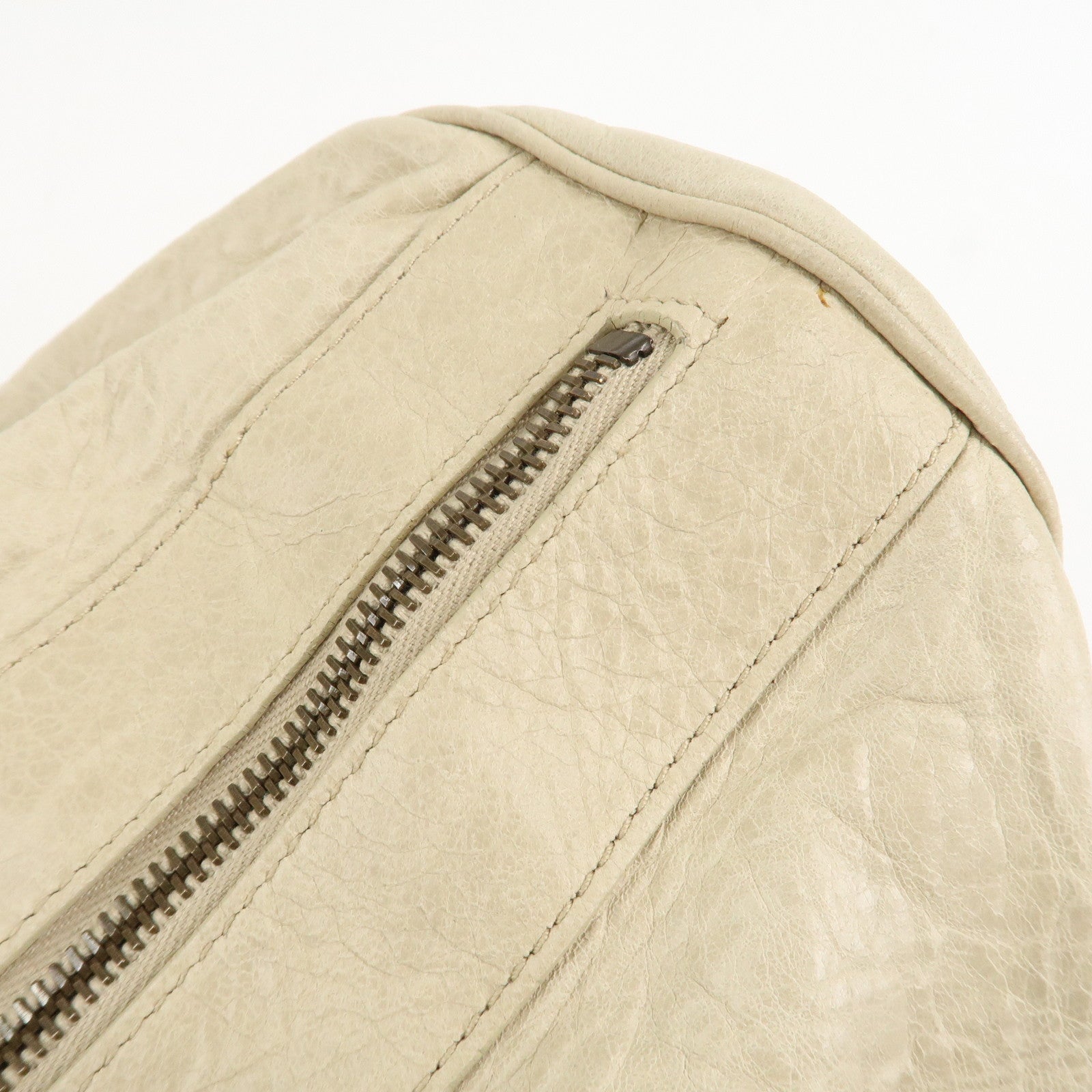 BALENCIAGA Leather The Twiggy 2way Bag Hand Bag Beige Ivory128523 Used