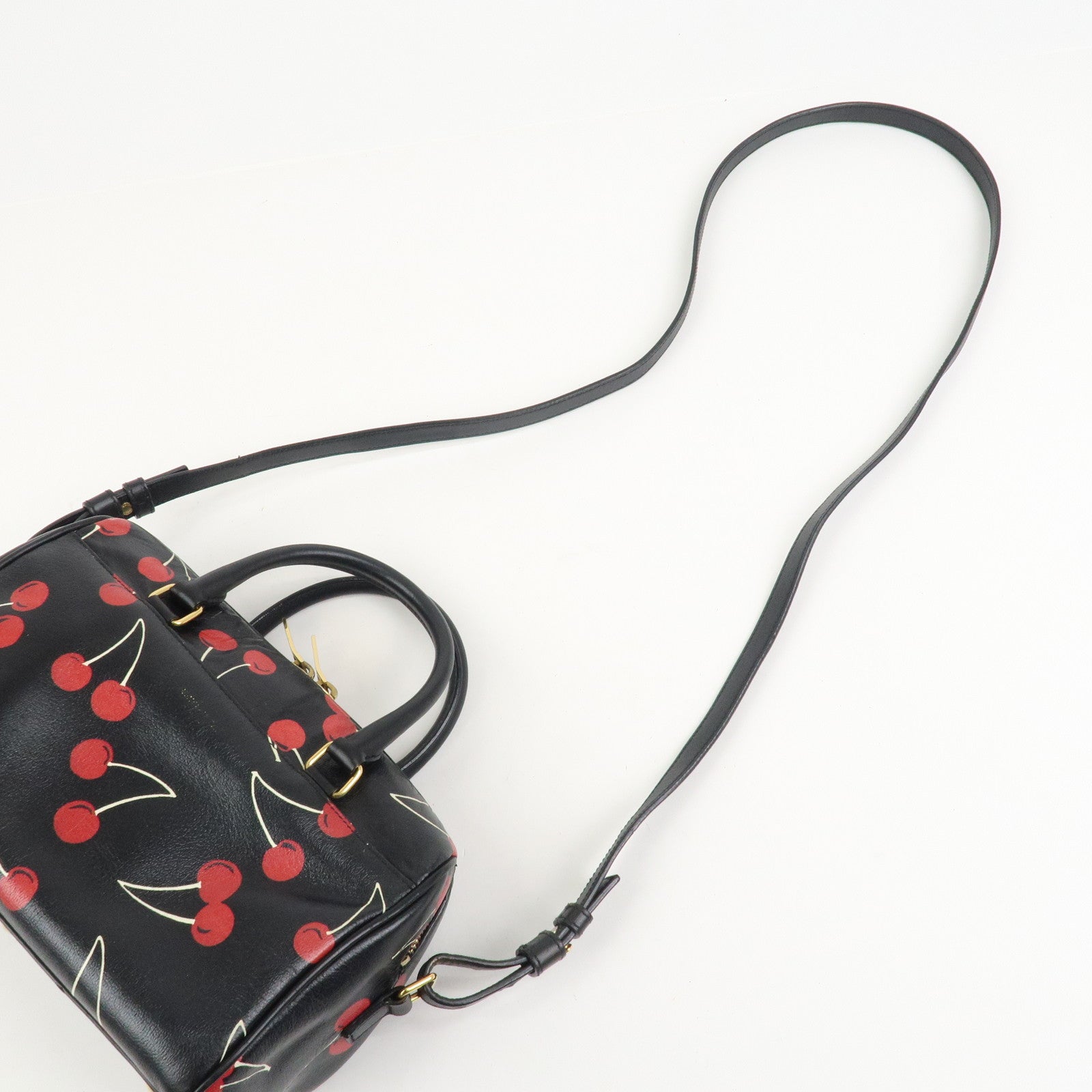 SAINT LAURENT PARIS Baby Duffle Leather Cherry 2Way Hand Bag 330958
