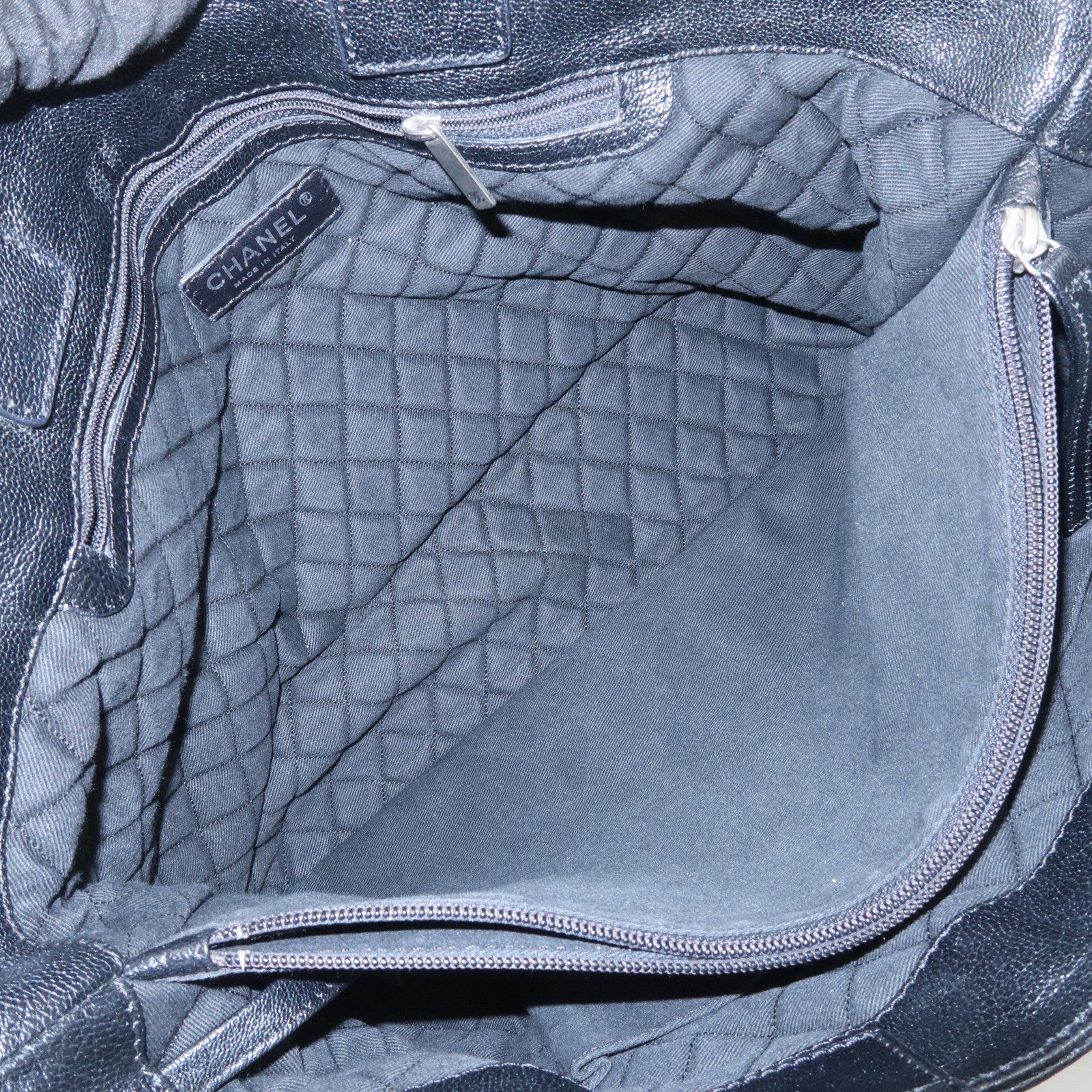 CHANEL COCO Mark Calf Leather Punching Tote Bag Black A33936 Used