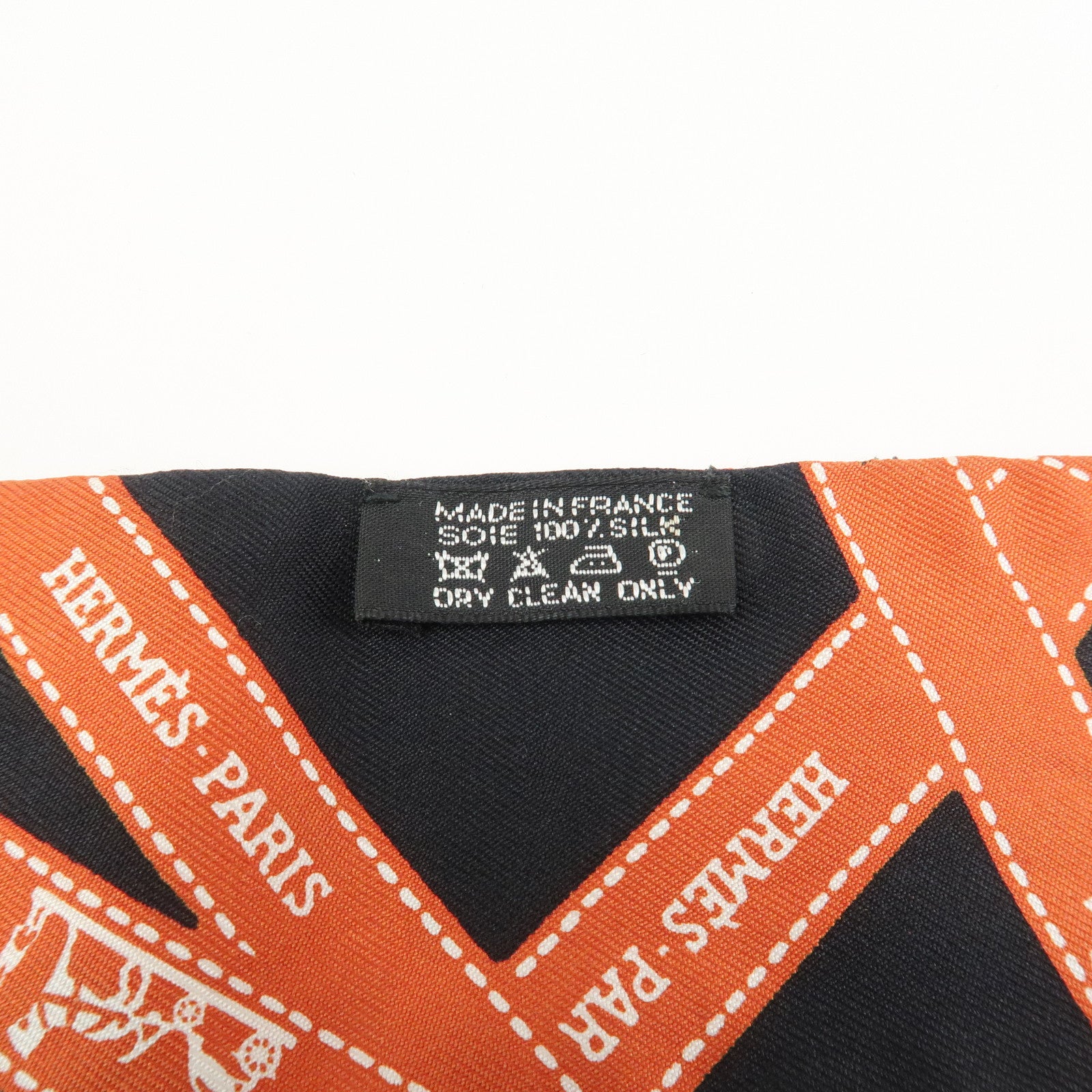HERMES Twilly Silk 100% Bolduc Scarf Black Orange