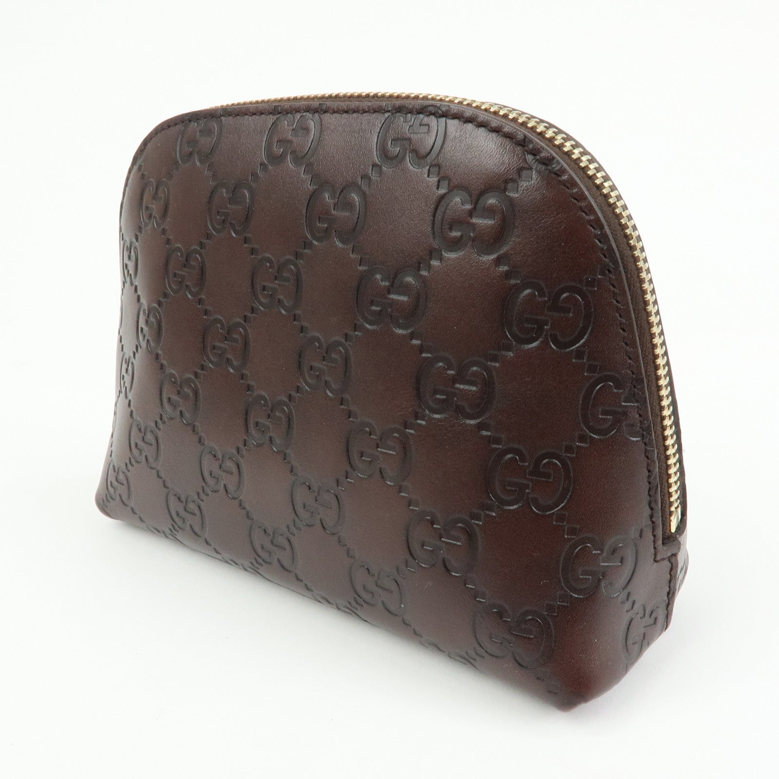 GUCCI Guccissima Leather Cosmetic Pouch Brown 141810