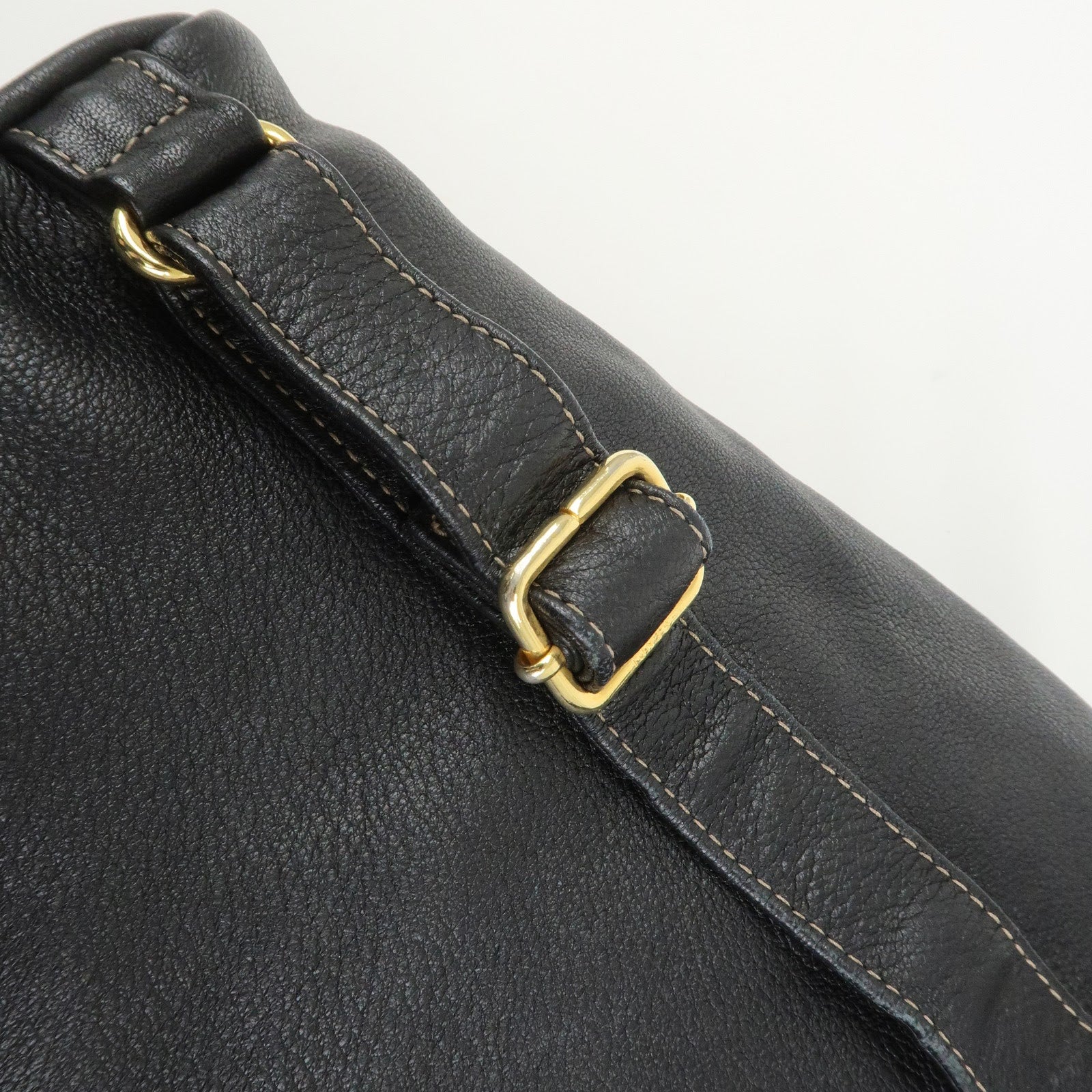 FENDI Logo Leather Backpack Rucksack Black 26063
