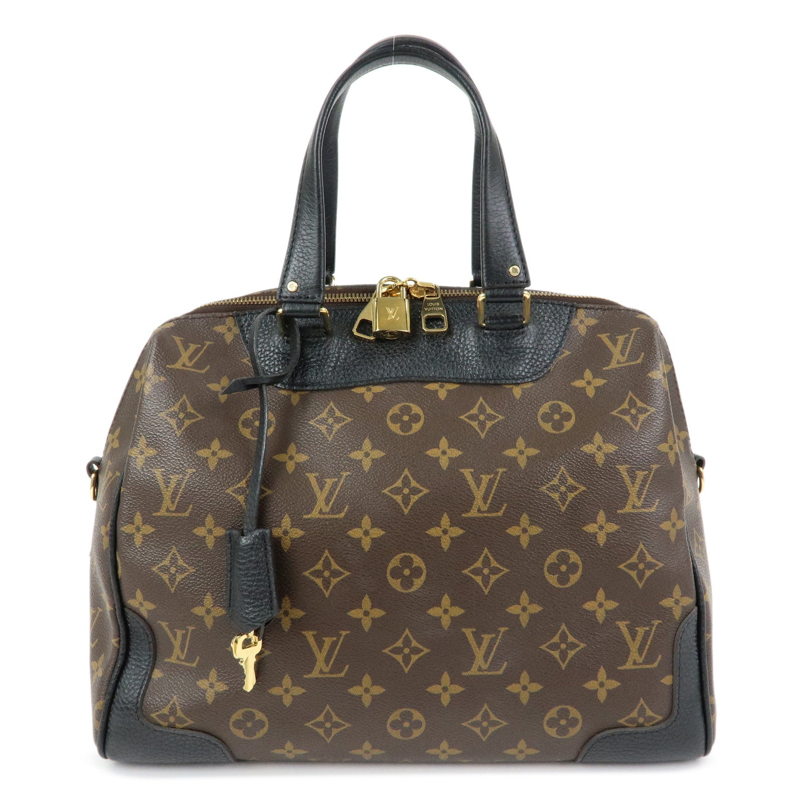 Louis Vuitton Monogram Canvas Leather Retiro Hand Bag Brown M50058