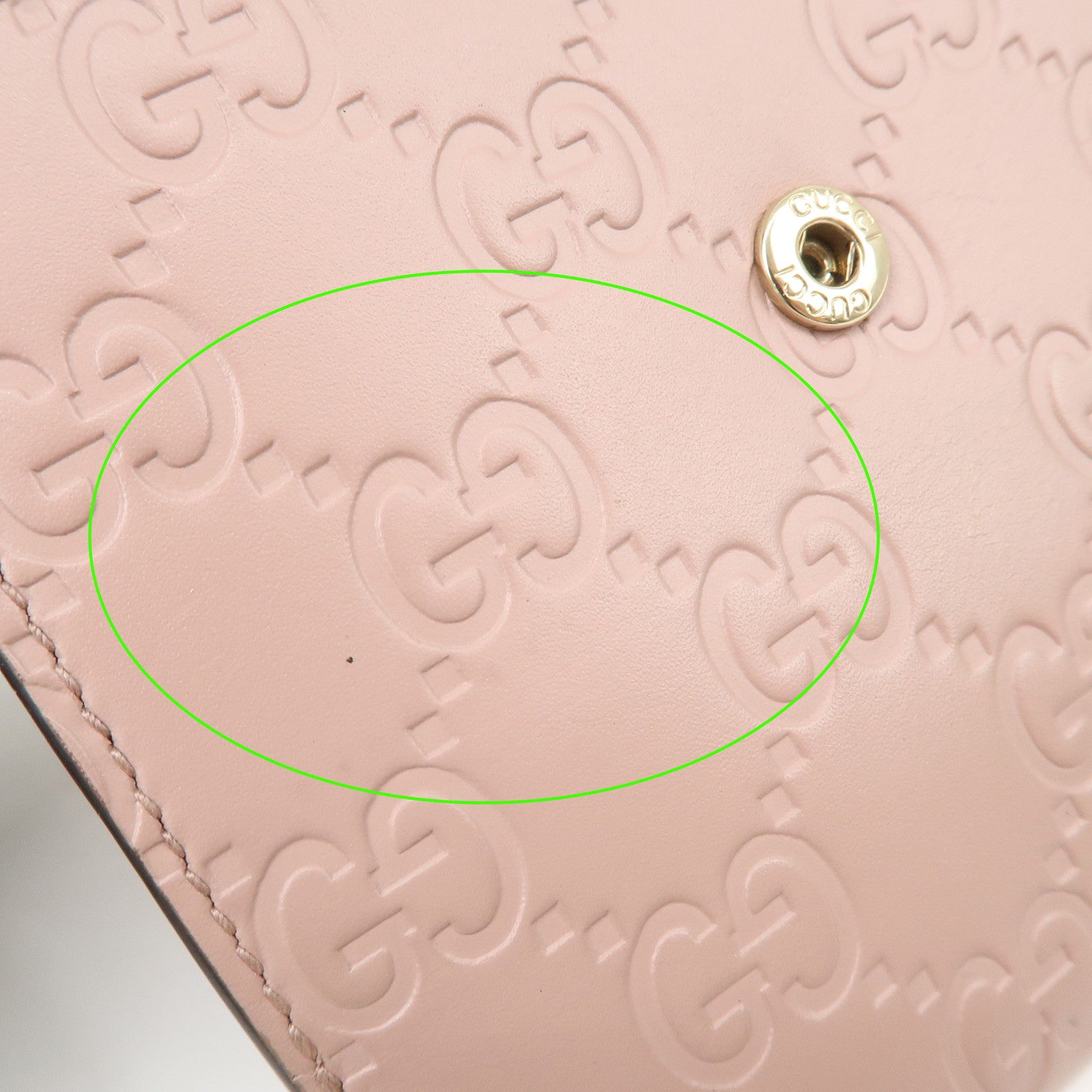 GUCCI Guccissima Leather Bi-Fold Compact Wallet Pink 406925