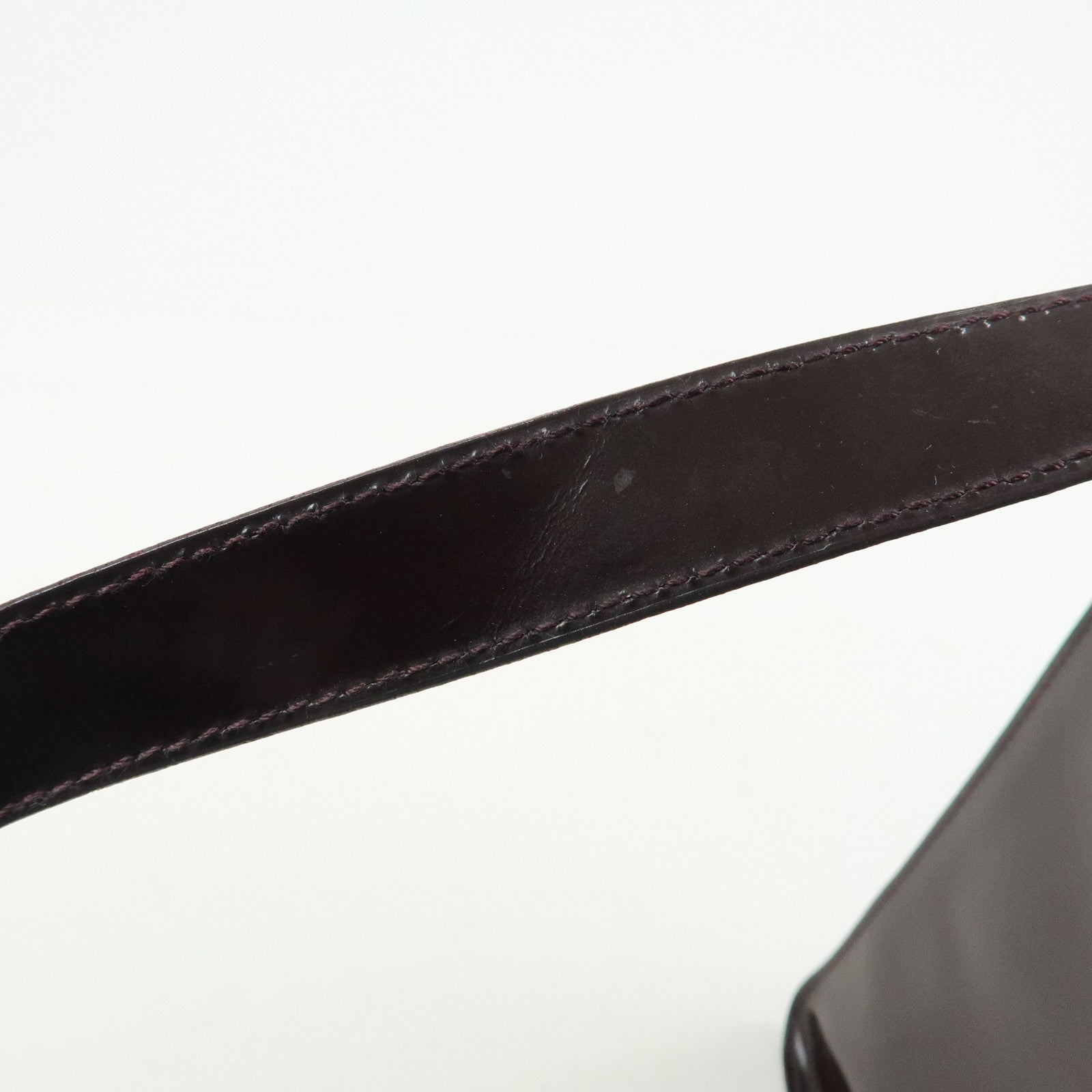 CHANEL Logo Patent Leather Tote Bag Shoulder Bag Brown