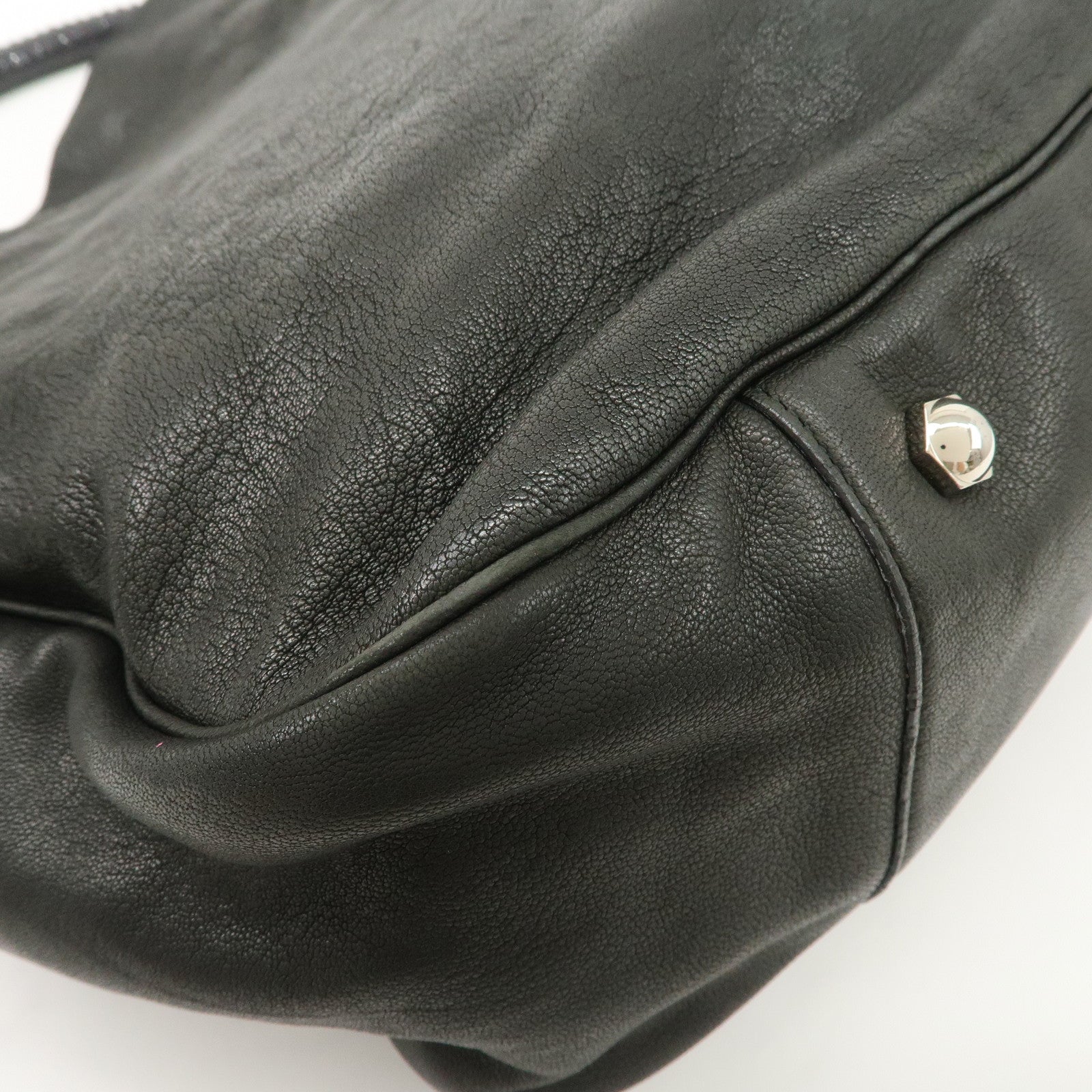 SAINT LAURENT Lody Leather Suede Shoulder Bag Hand Bag Black Used