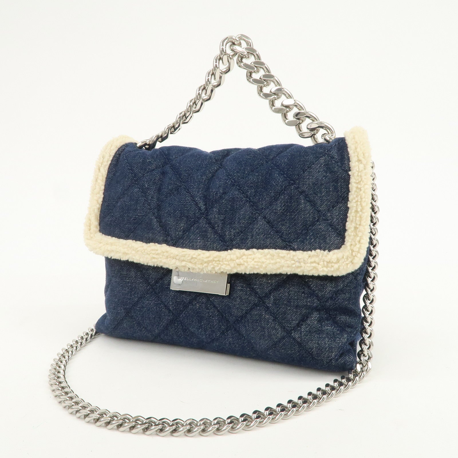 STELLA MCCARTNEY Denim Fur Falabella Shoulder Bag Crossbody Bag