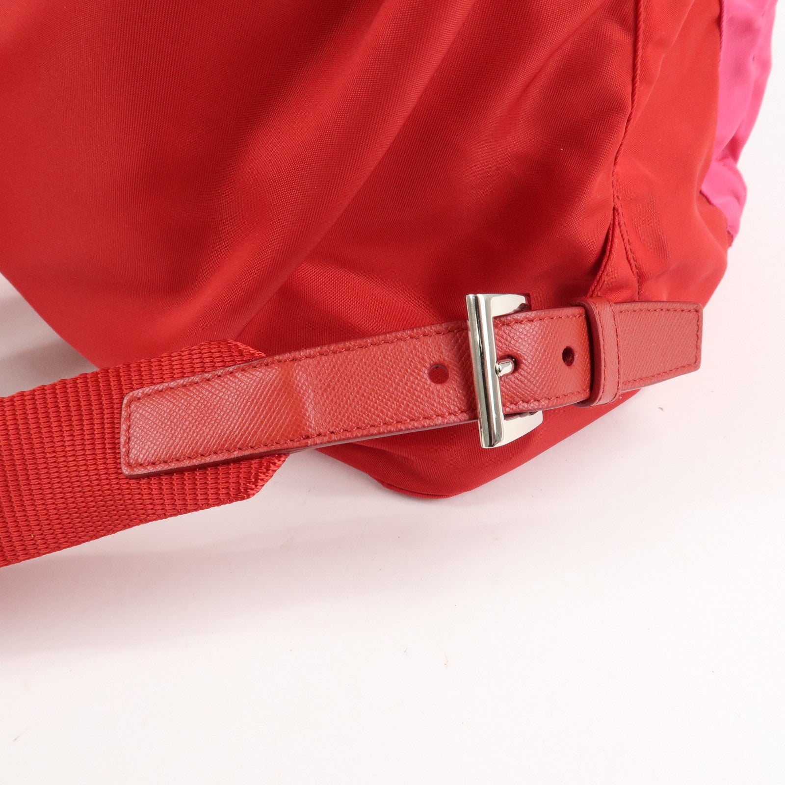 PRADA Triangle Logo Nylon Leather Backpack Ruck Sack Pink B6677 Used