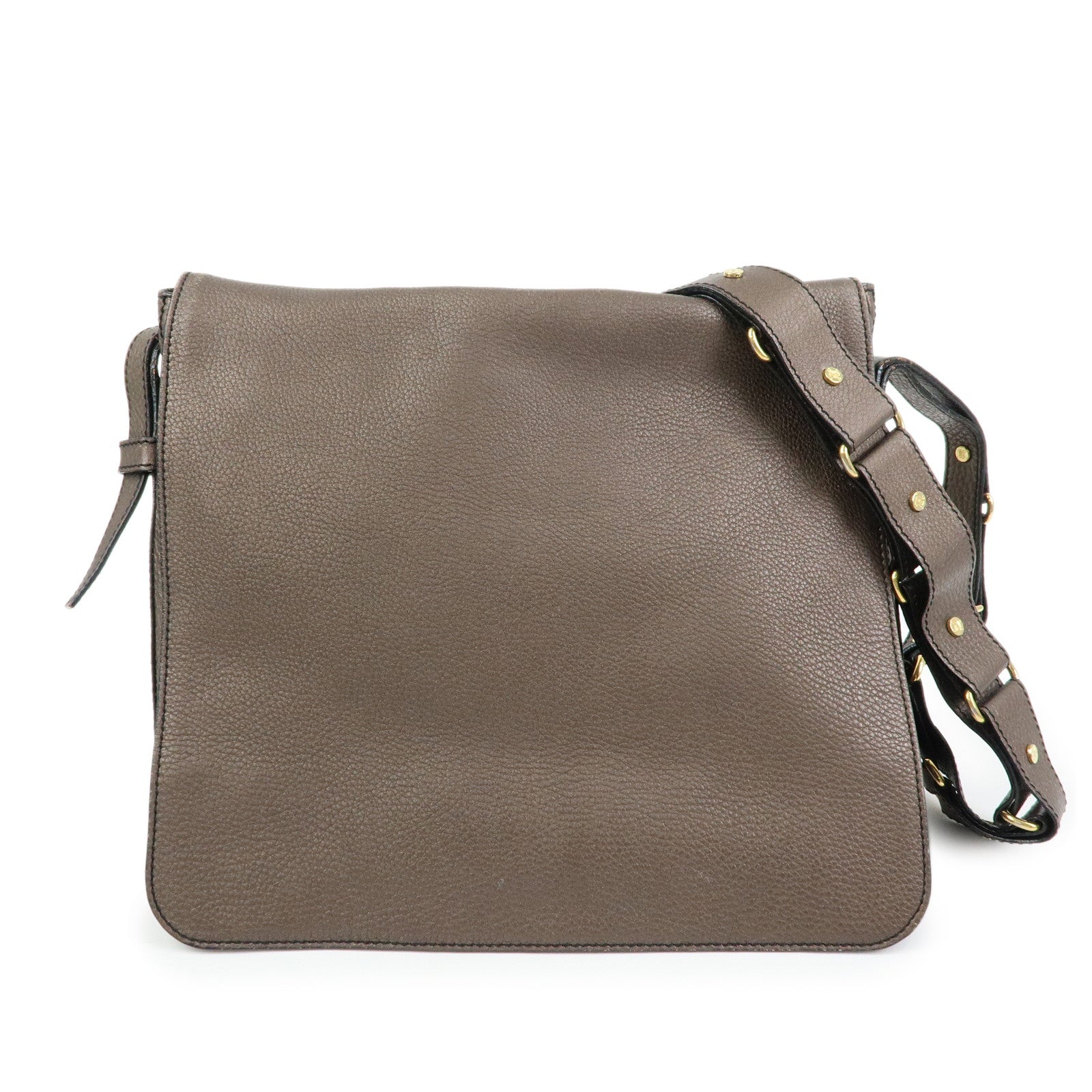 CELINE Triomphe Studs Leather Shoulder Bag Crossbody Bag Bronze