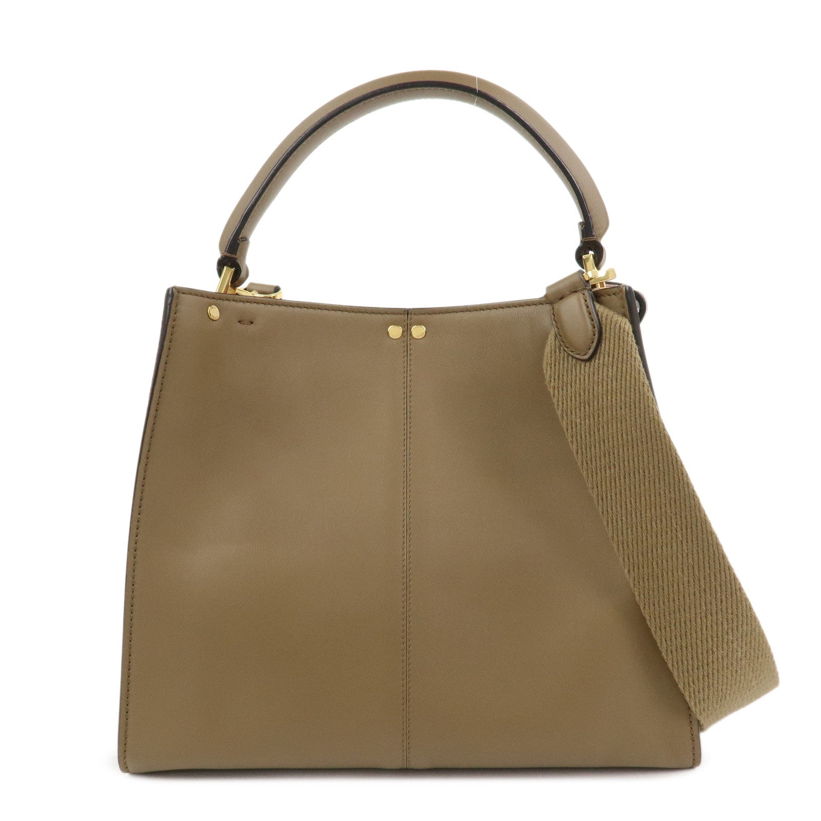 FENDI Peekaboo X Lite Leather 2Way Bag Shoulder Bag Brown 8BN310