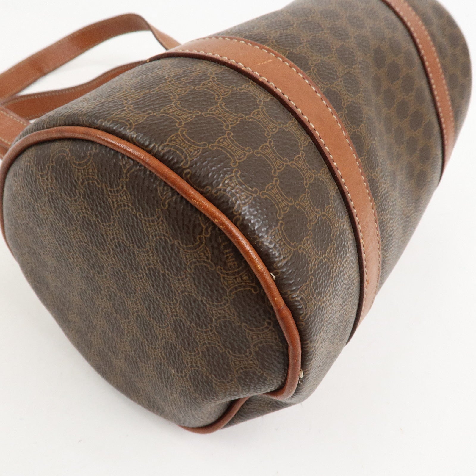 CELINE Macadam PVC Leather Hand Bag Boston Bag Brown