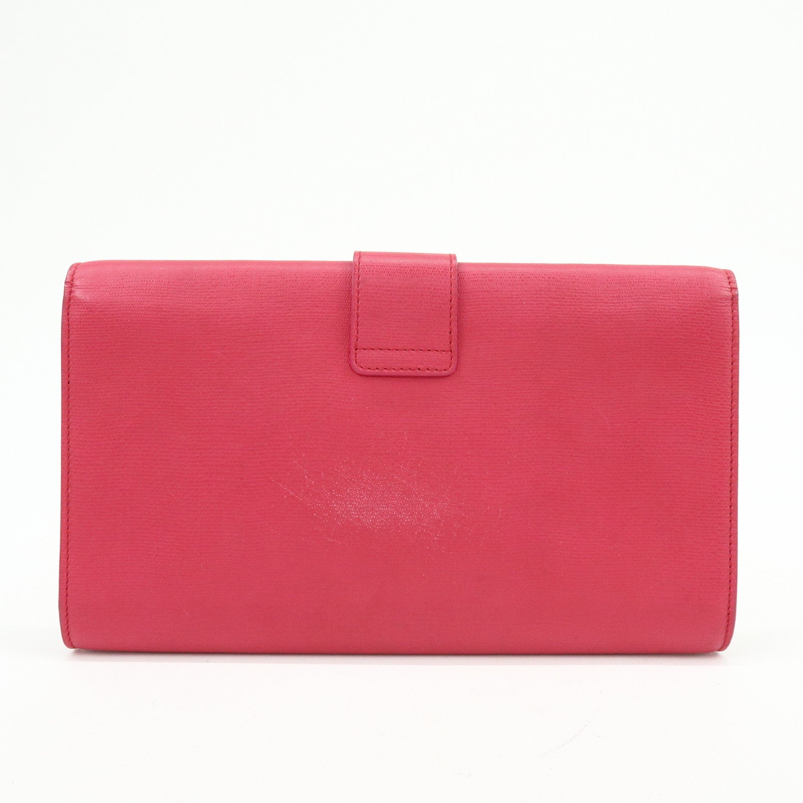SAINT LAURENT PARIS Y Line Leather Clutch Bag Pouch Pink 265701