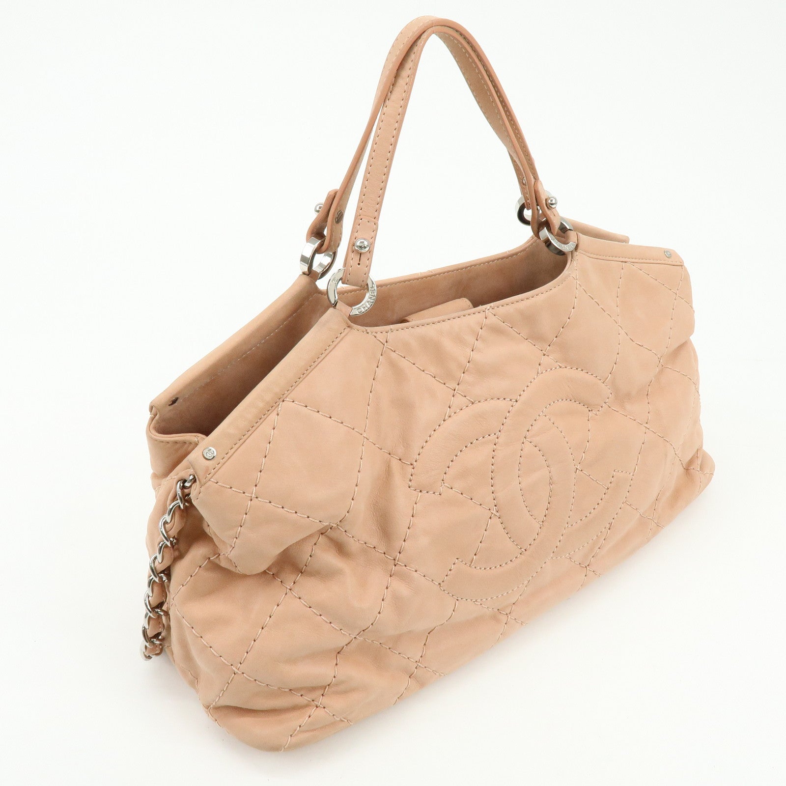 CHANEL Matelasse Sparkle Leather 2Way Shoulder Hand Bag Pink A67045