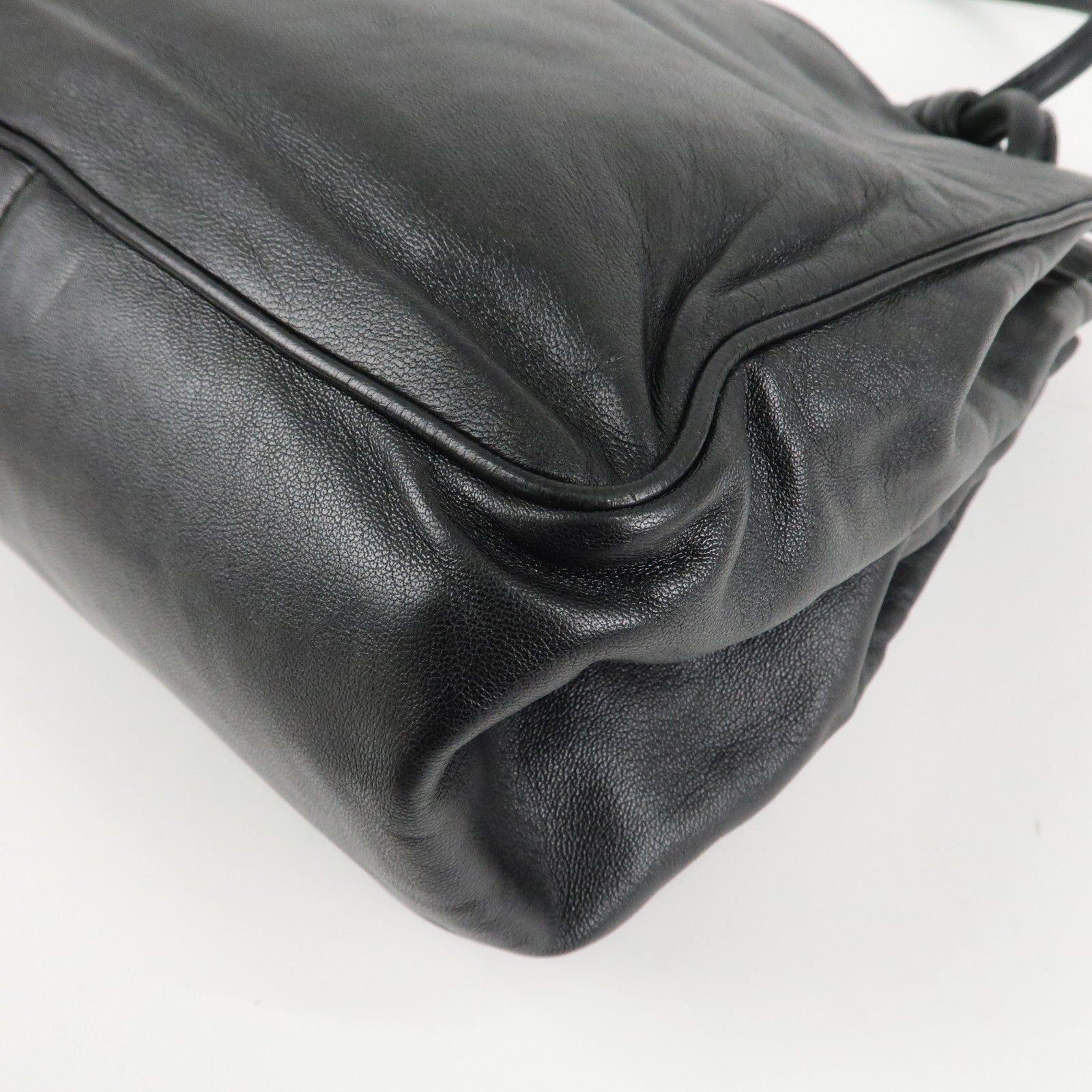 LOEWE Anagram Leather Shoulder Bag Black Gold Hardware Used