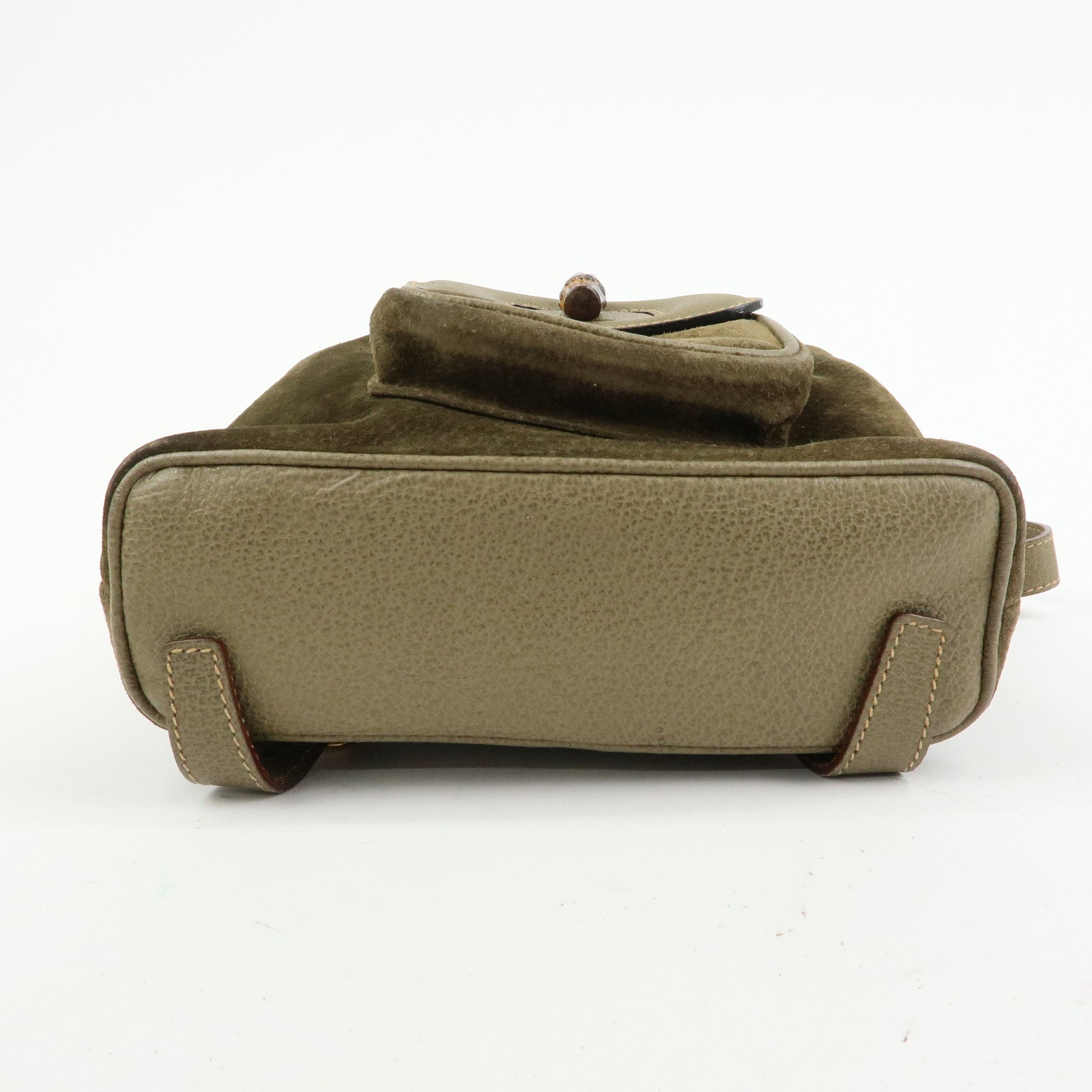 GUCCI Bamboo Suede Leather Backpack Rucksack Khaki 003・2058