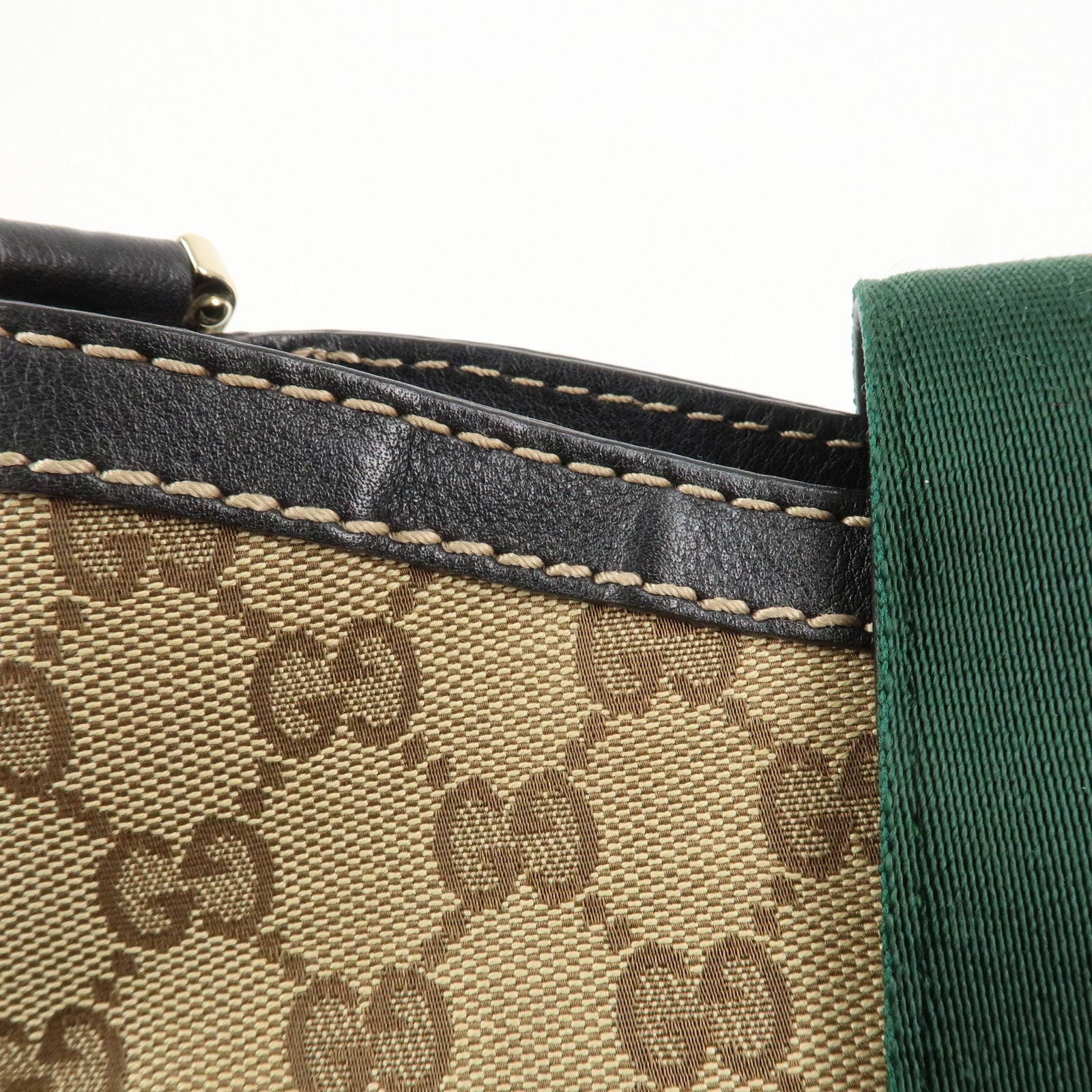 GUCCI Sherry Line GG Canvas Leather Shoulder Bag Beige 233608 Used