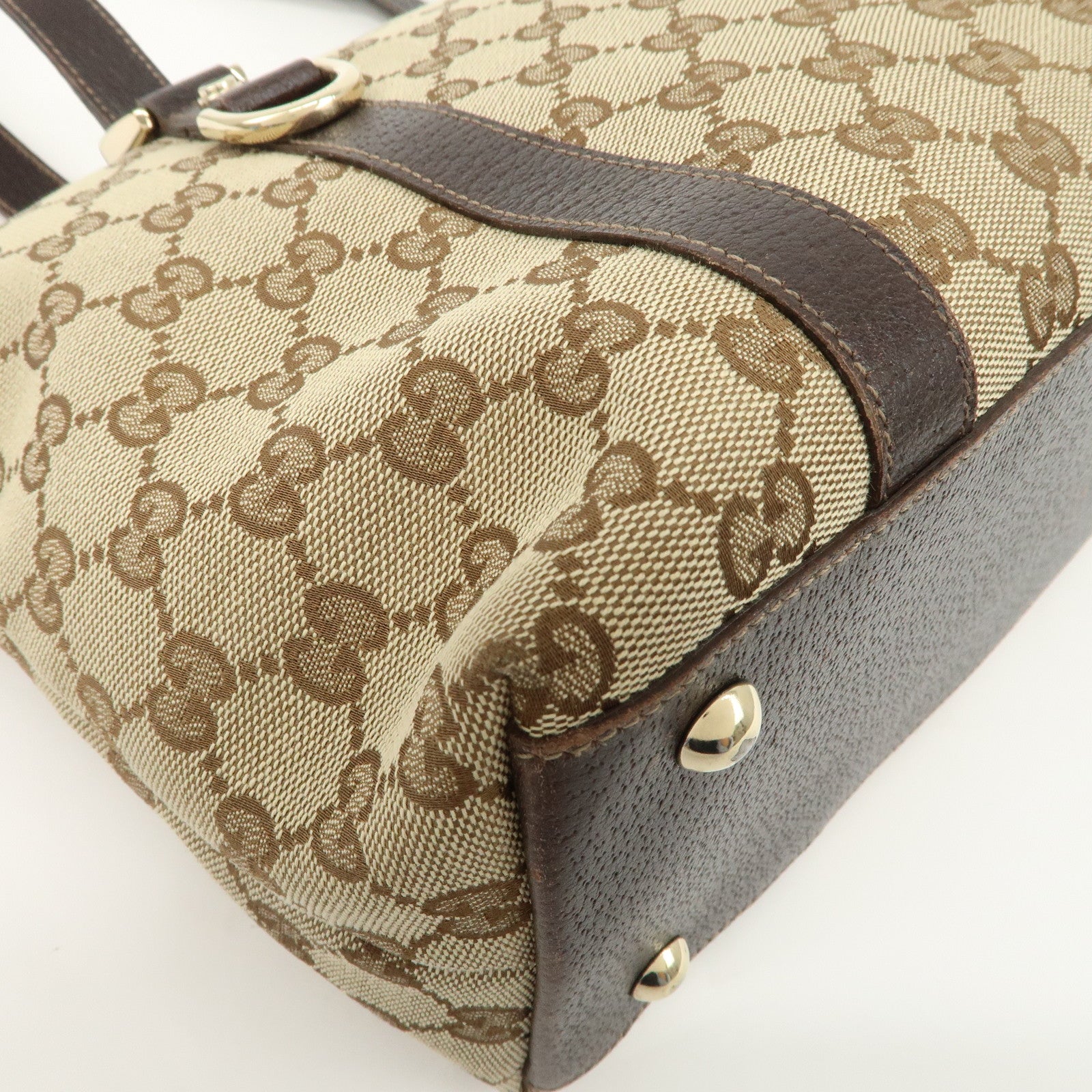 GUCCI Abbey GG Canvas Leather Tote Bag Hand Bag Beige 141470 Used