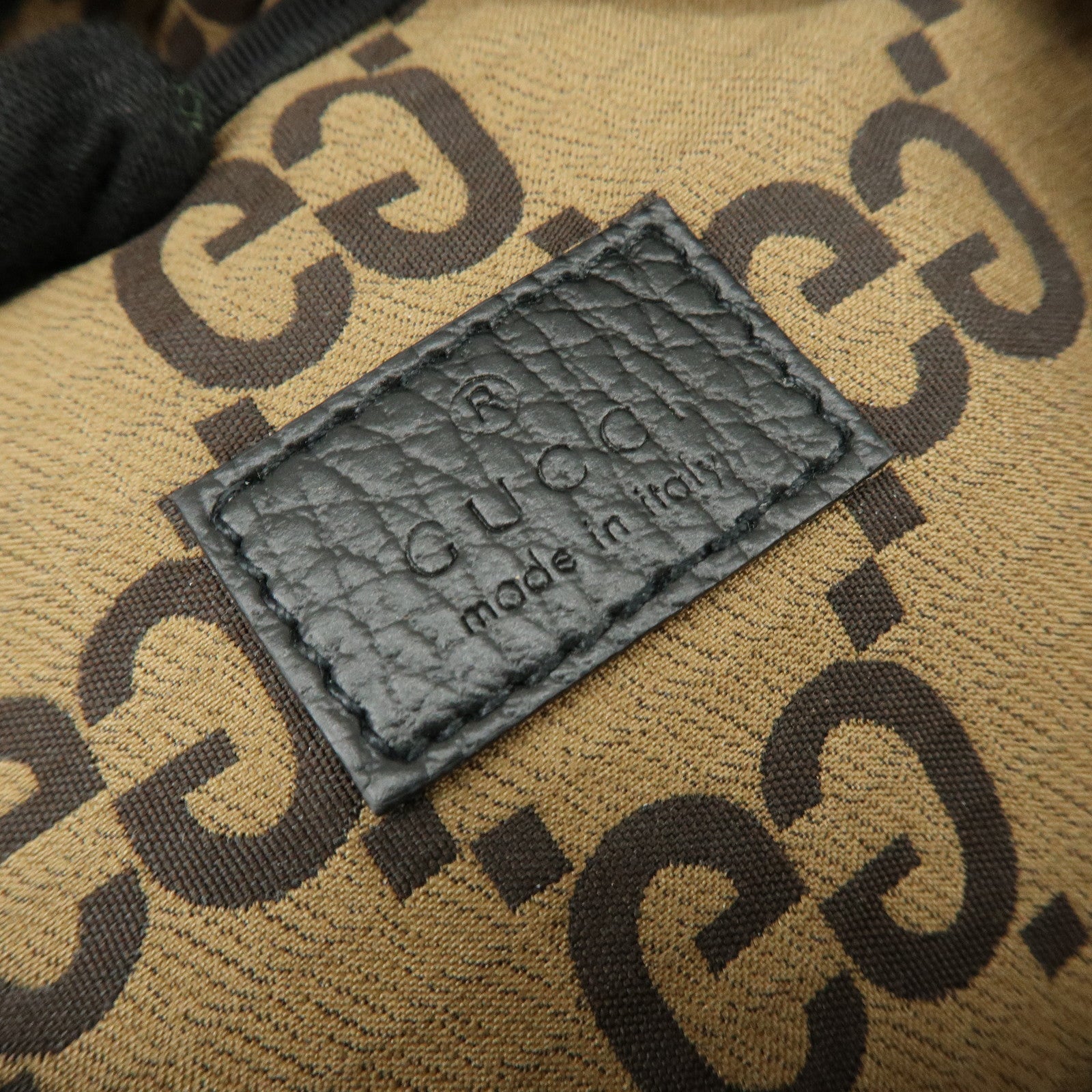 GUCCI GG Ripstop Leather Waist Pouch Body Bag Brown 767934