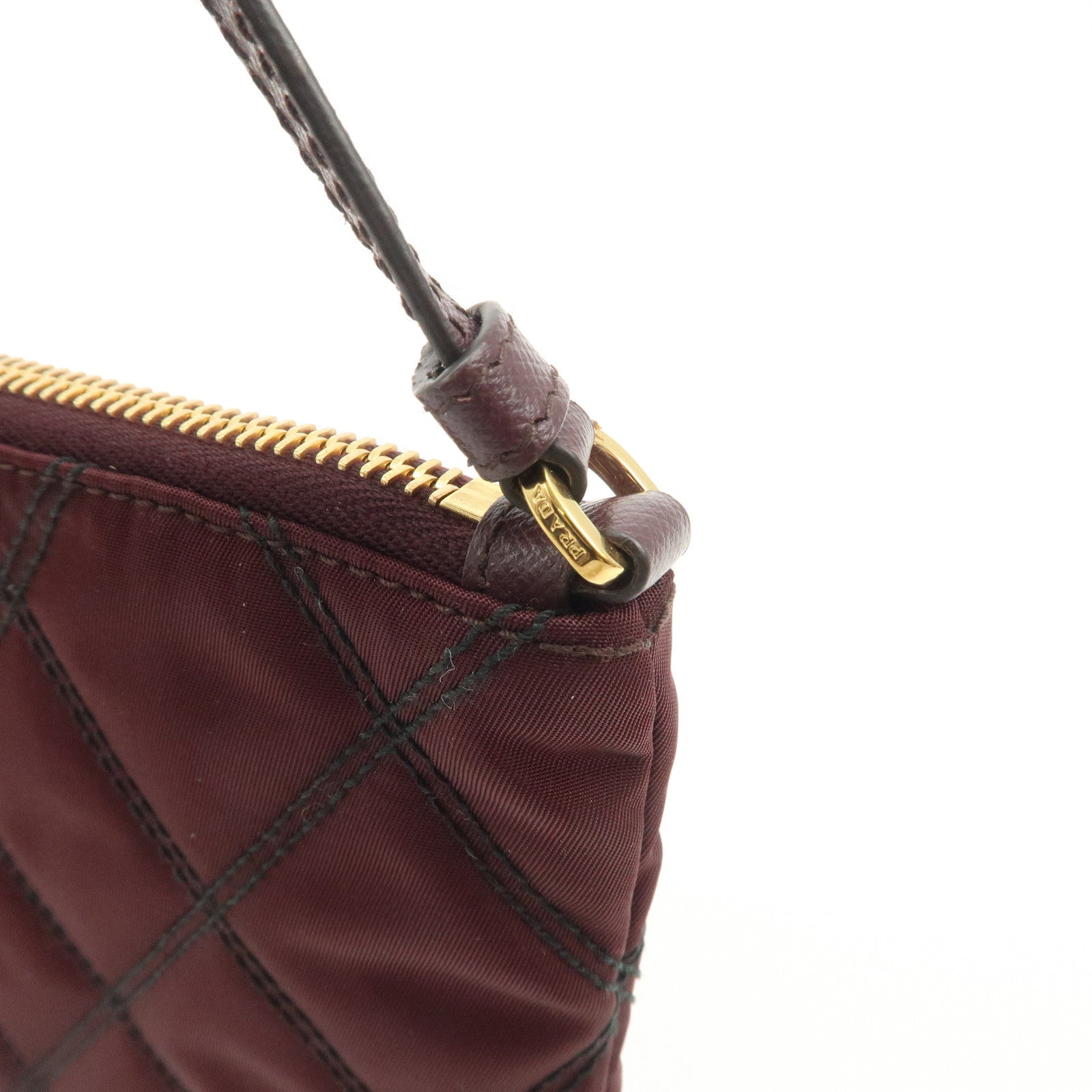 PRADA Logo TESSUTO IMPUNTU Nylon Leather Hand Bag Bordeaux 1NH545