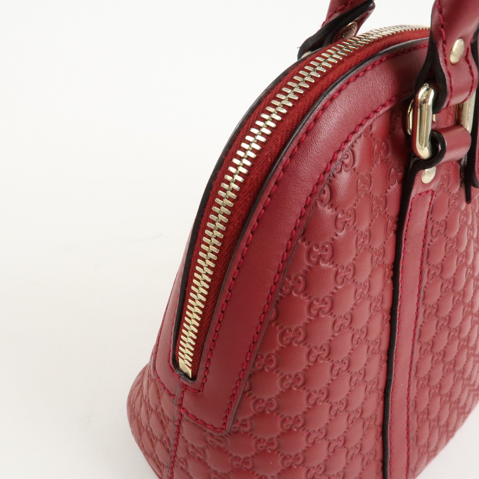 GUCCI Micro Guccissima Leather 2Way Hand Shoulder Bag Red 449654 Used