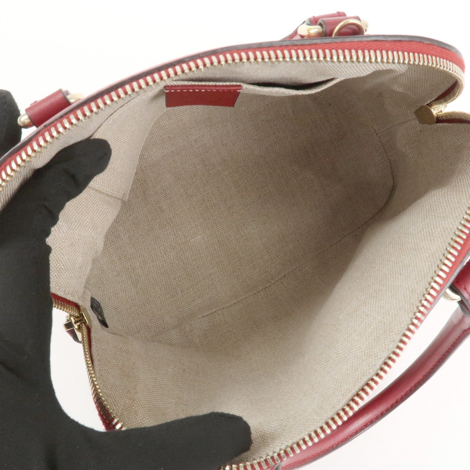 GUCCI Micro Guccissima Leather 2Way Hand Shoulder Bag Red 449654 Used