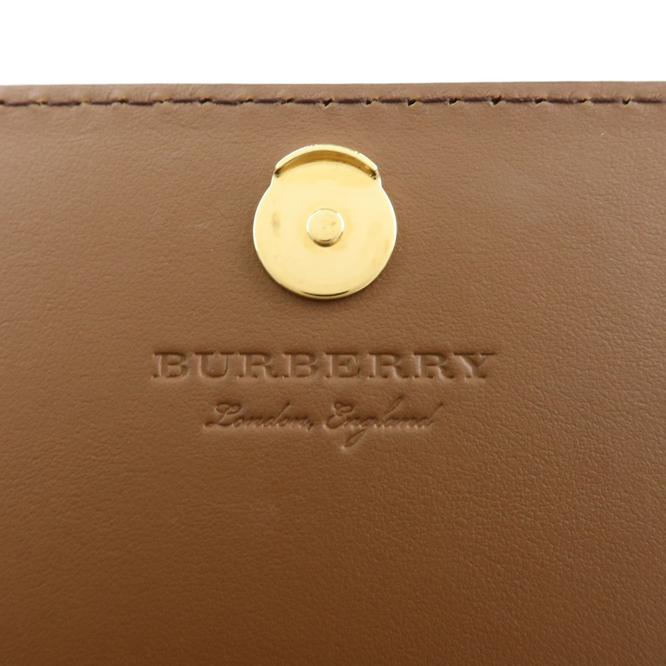 BURBERRY Nova Plaid Leather Canvas Chain Shoulder Bag Brown Beige