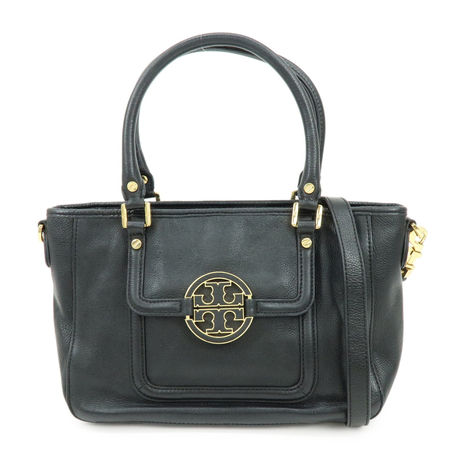 TORY BURCH Amanda Leather 2Way Bag Hand Bag Shoulder Bag Black