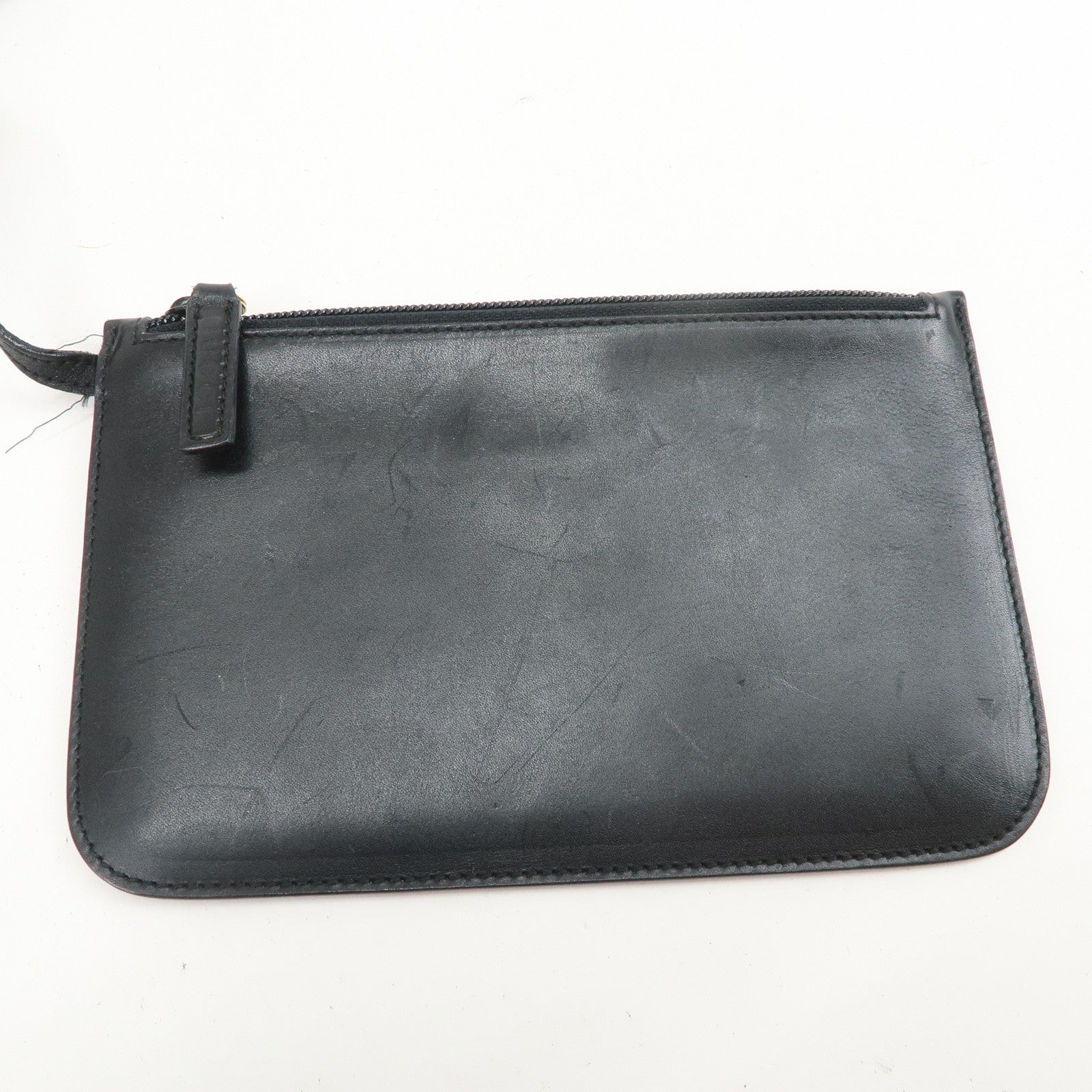 GUCCI Bamboo Leather Shoulder Bag Hand Bag Black Gold