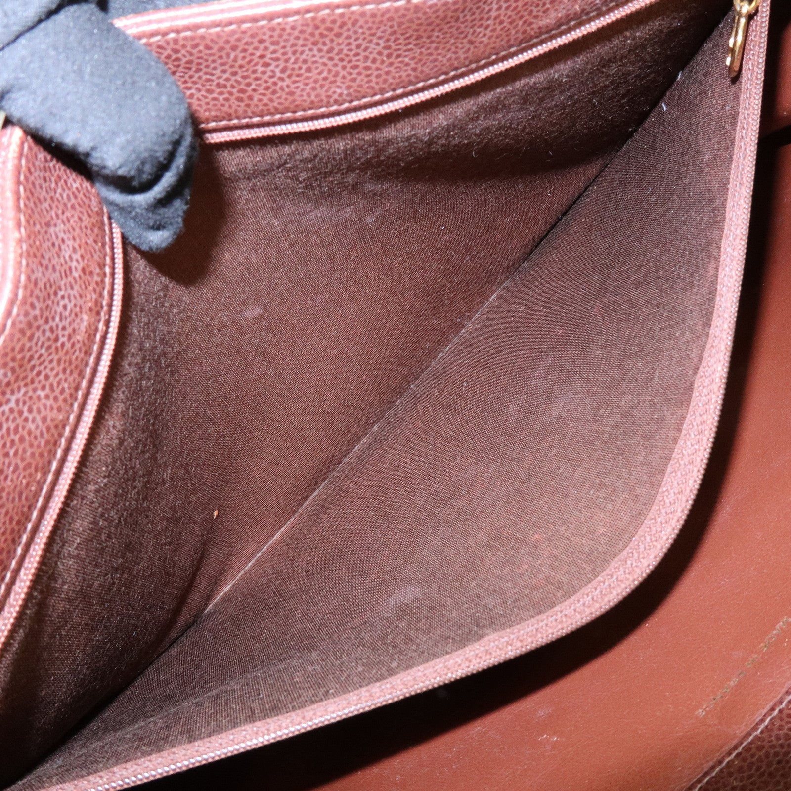 CHANEL COCO Mark Caviarskin Tote Bag Shoulder Bag Brown