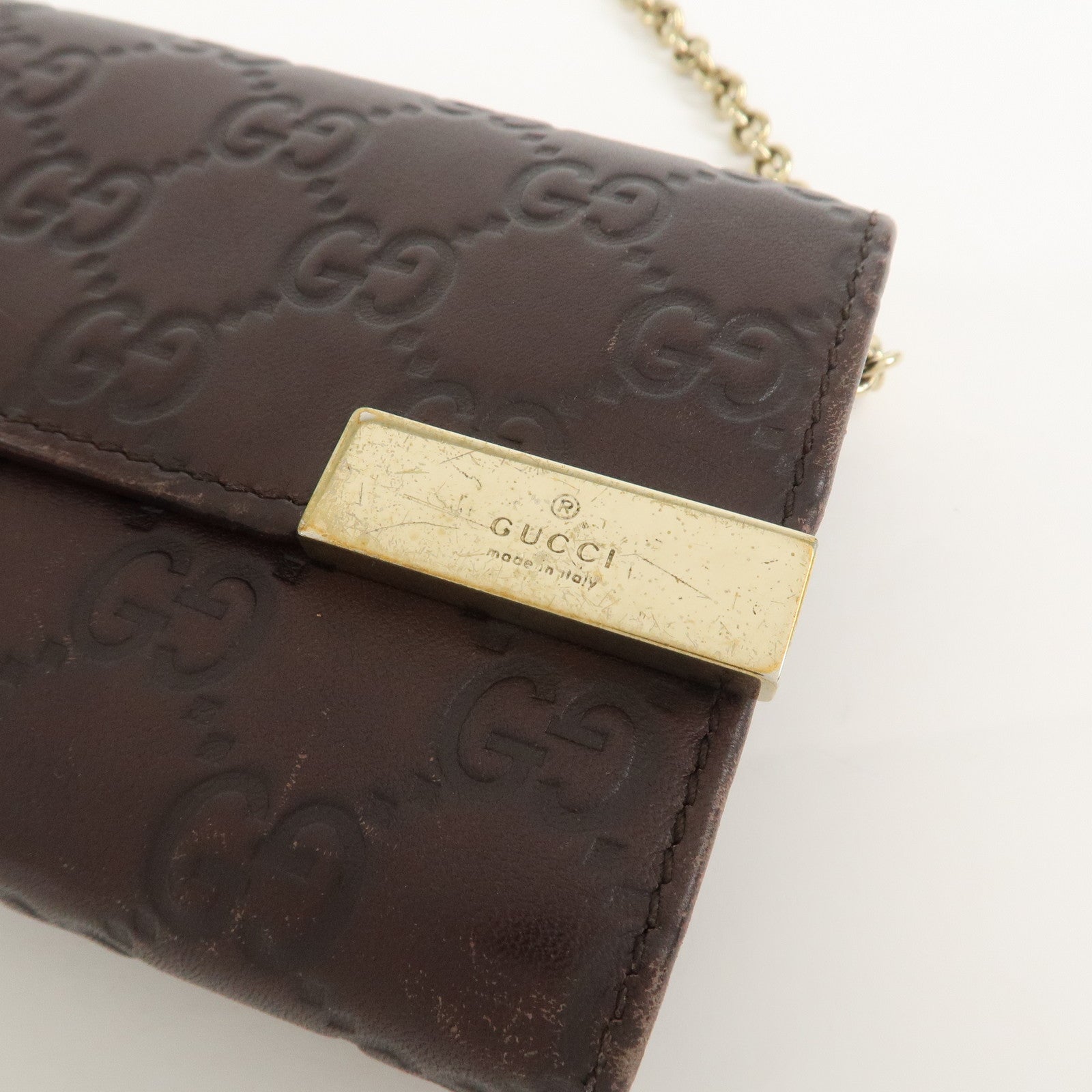 GUCCI Guccissima Leather Chain Strap Long Wallet Hand Bag 269541