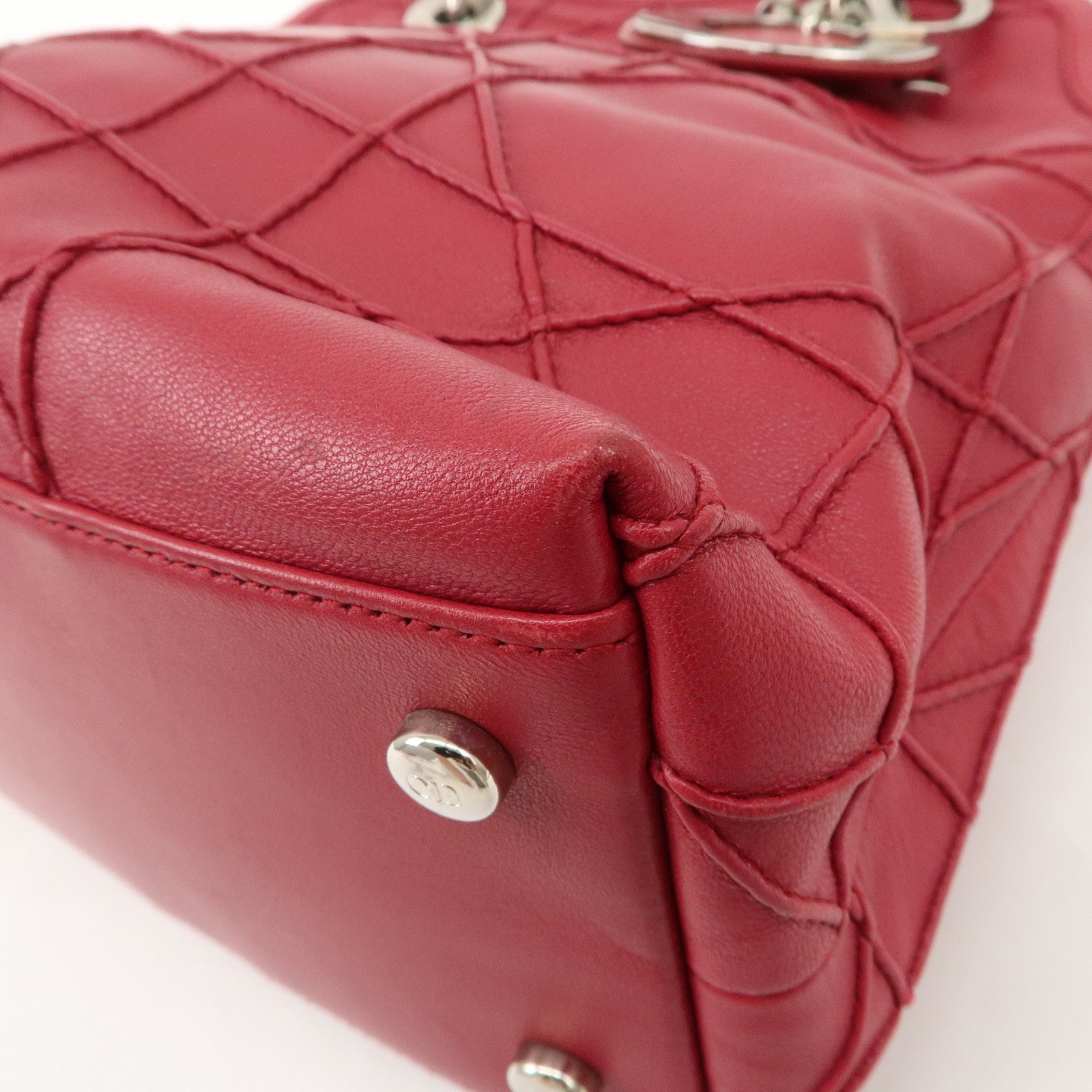 Christian Dior Leather 2Way Bag Hand Bag Shoulder Bag Pink Used