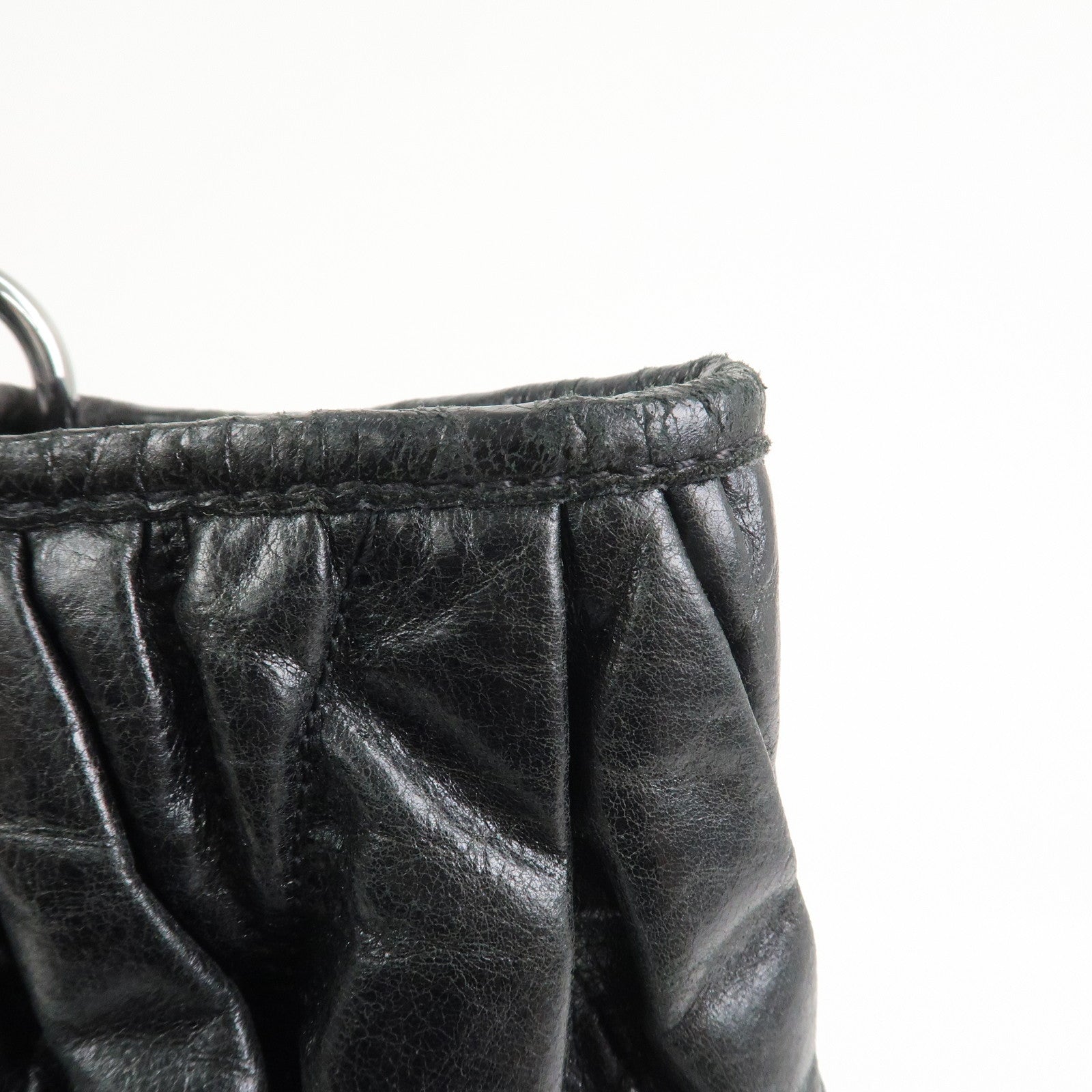 MIU MIU Matelasse Leather 2Way Bag Hand Bag Shoulder Bag Black