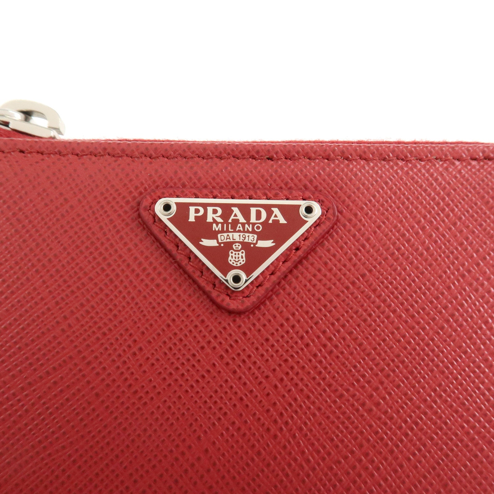 PRADA Saffiano Leather Triangle Logo Coin Case Coin Purse 2TT085