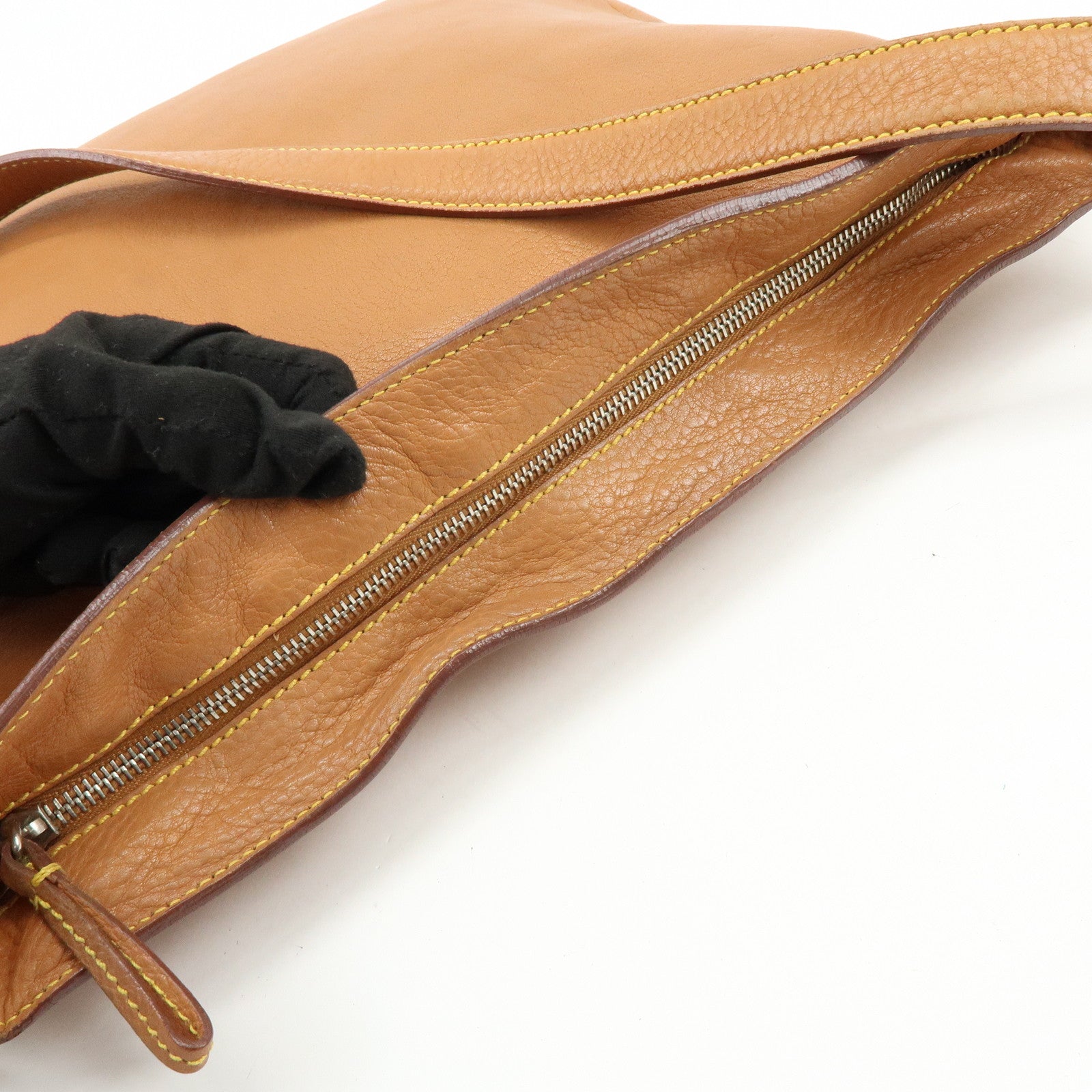PRADA Triangle Logo Calf Leather Shoulder Crossbody Bag Brown