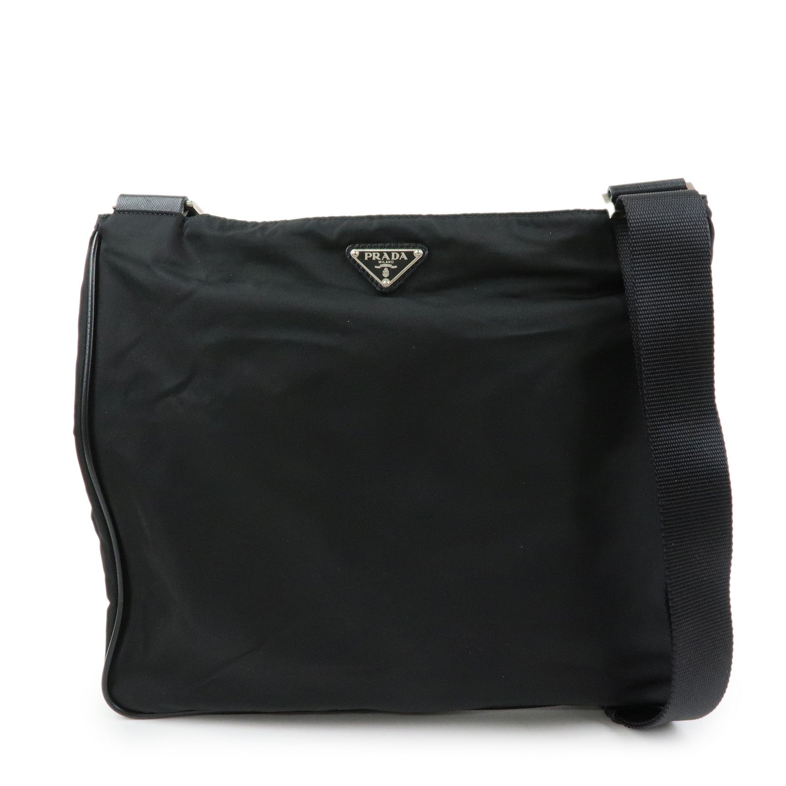 PRADA Triangle Logo Nylon Shoulder Bag Crossbody Bag Black