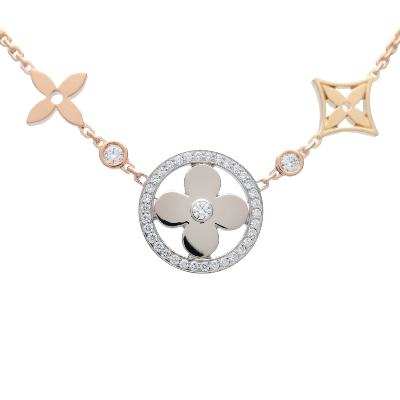 Louis Vuitton Collier Idylle Blossom GM 3P Diamond Necklace Q93541