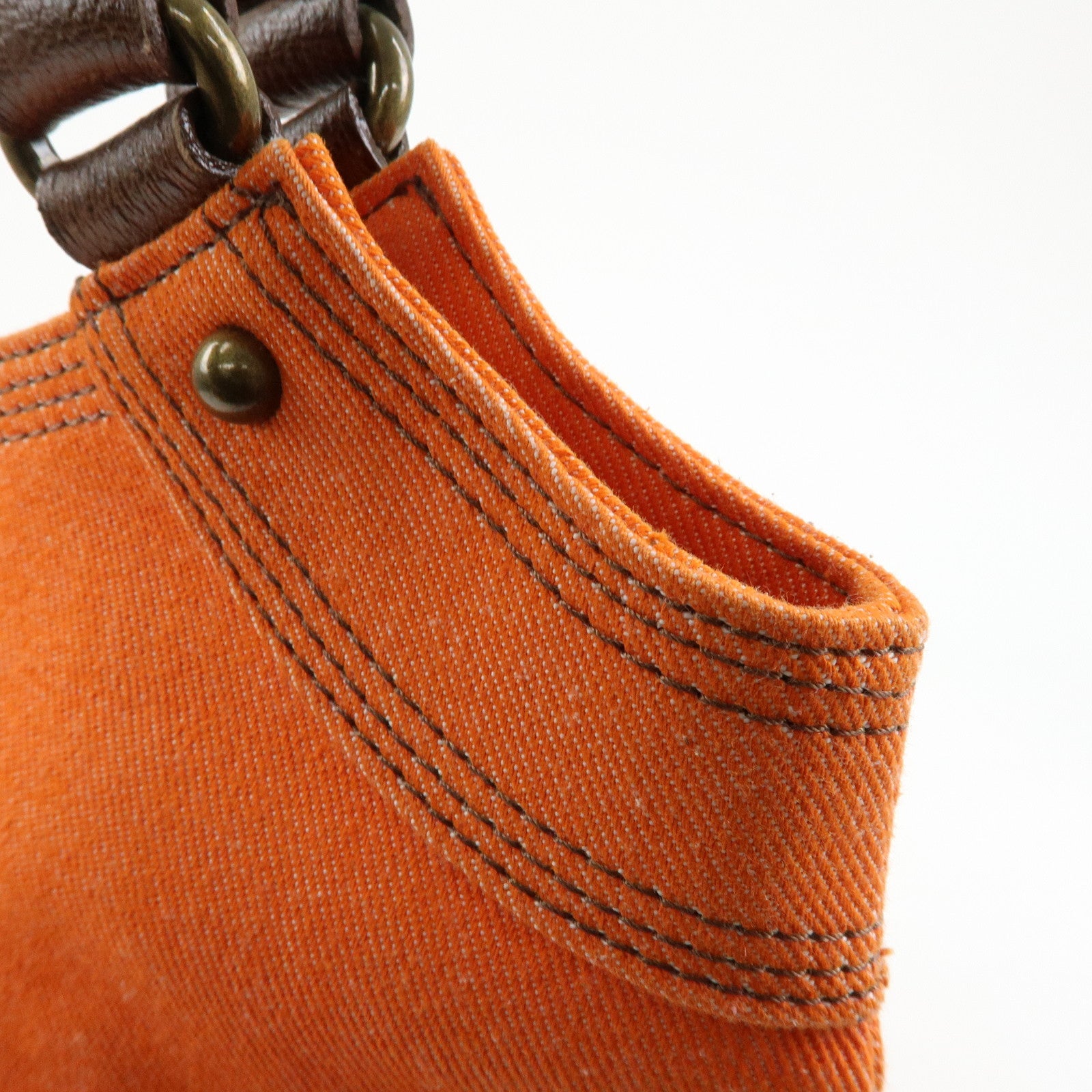 BURBERRY Blue Label Canvas Leather Tote Bag Shoulder Bag Orange