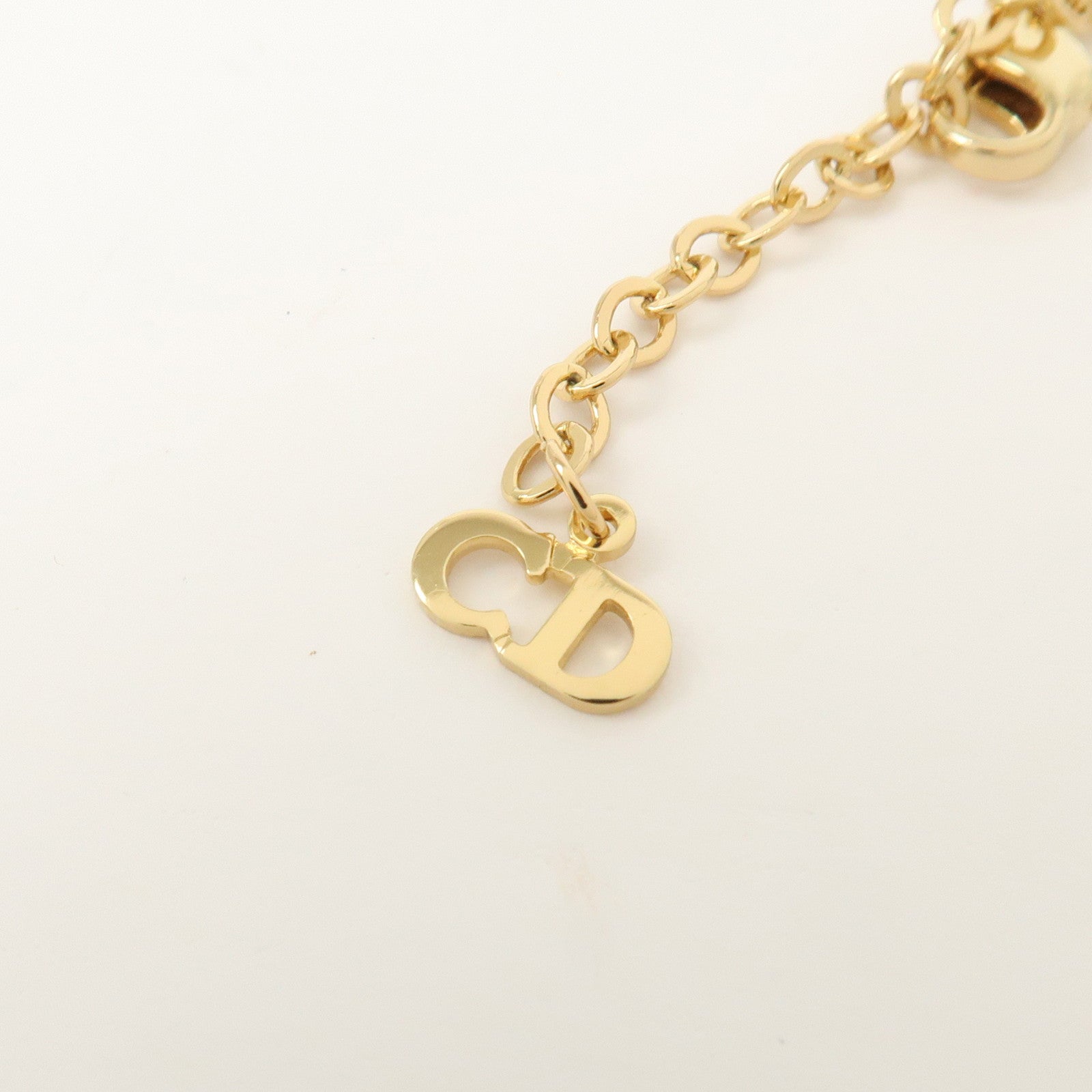 Christian Dior Logo Metal Necklace Choker Gold Black