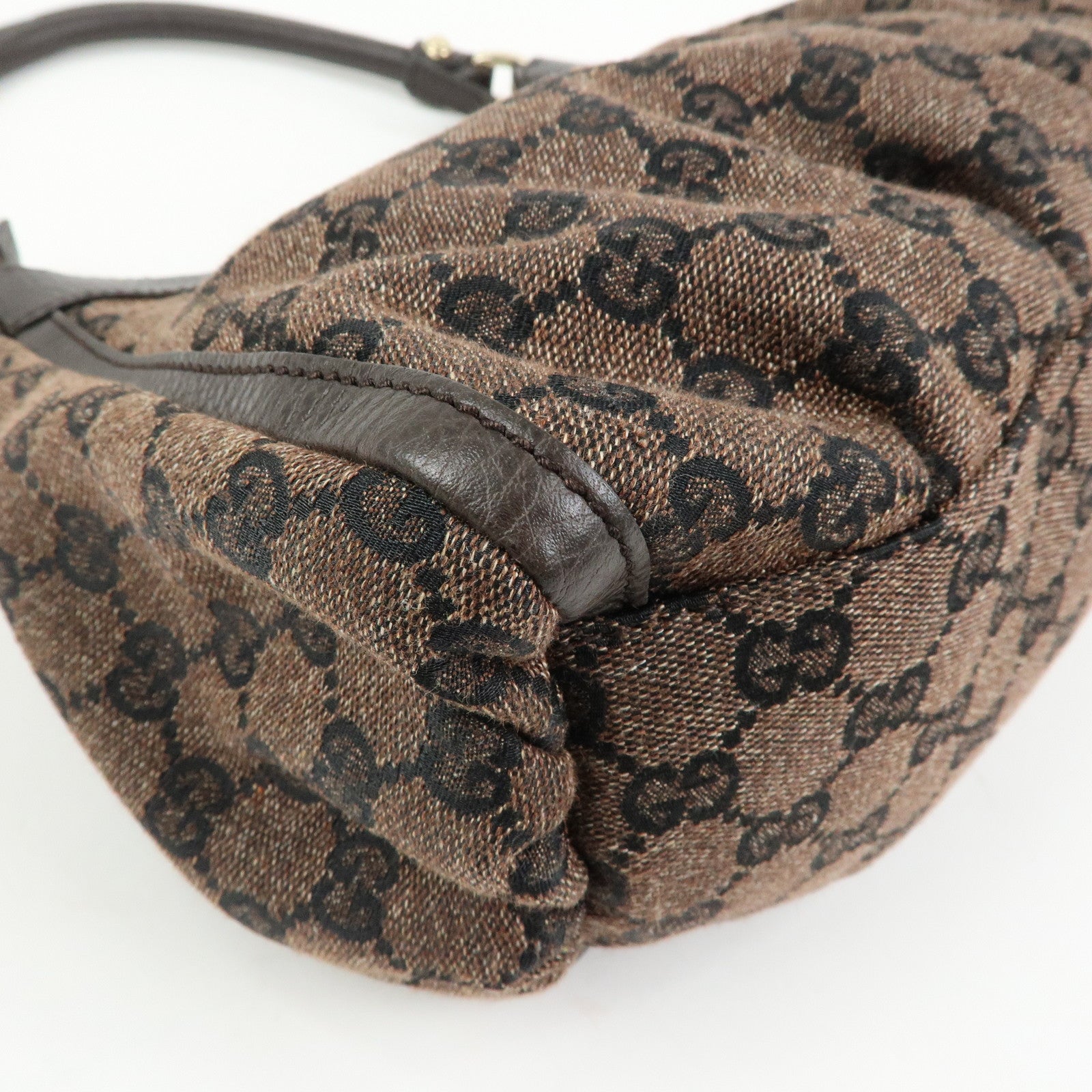 GUCCI Abbey GG Canvas Leather Shoulder Bag Hand Bag Brown 265692