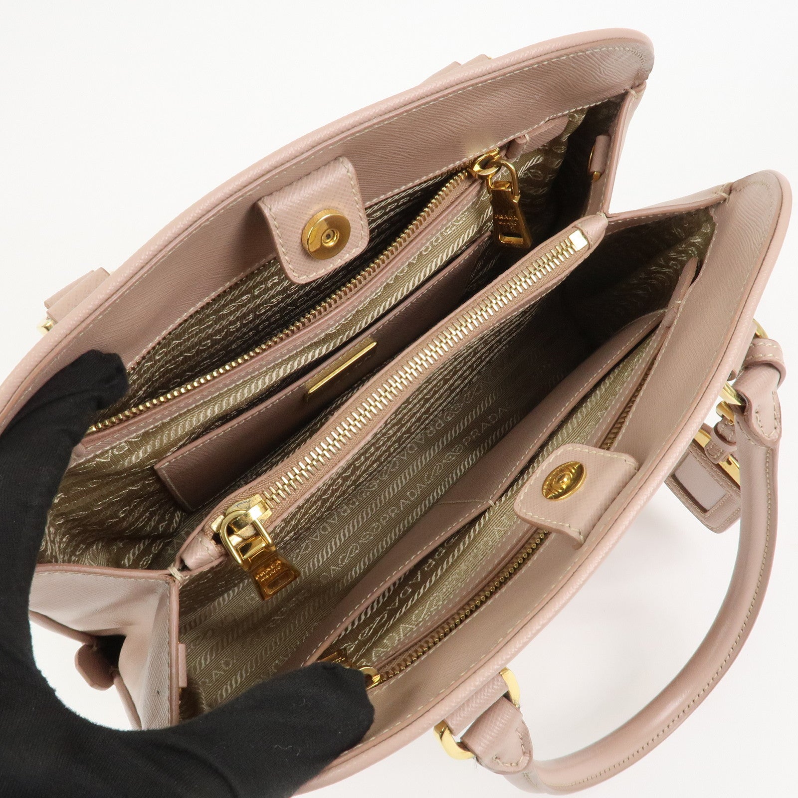PRADA Triangle Logo Saffiano Leather 2Way Bag Hand Bag Pink BN2567