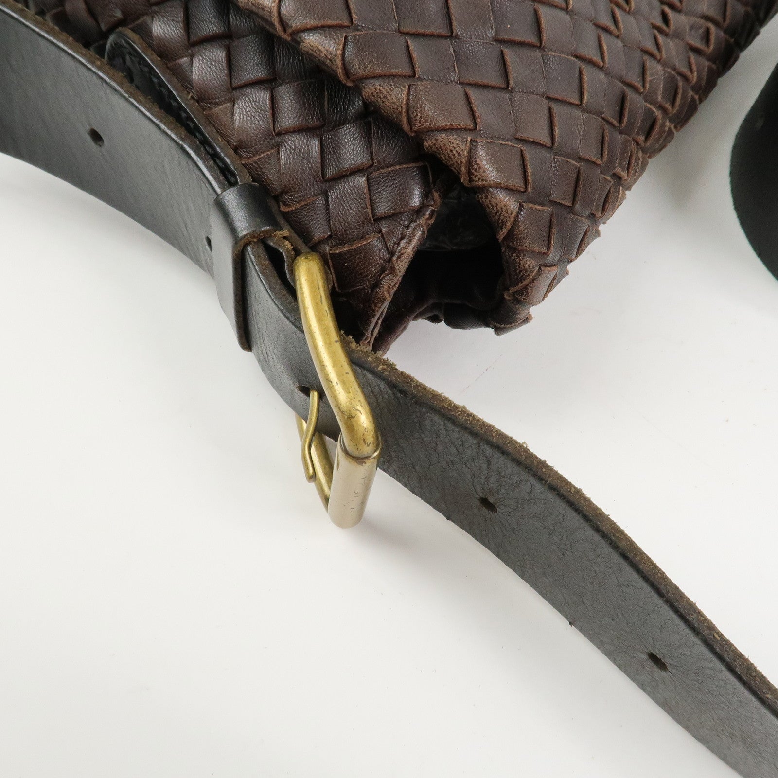 BOTTEGA VENETA Intrecciato Leather Shoulder Bag Crossbody Bag Brown